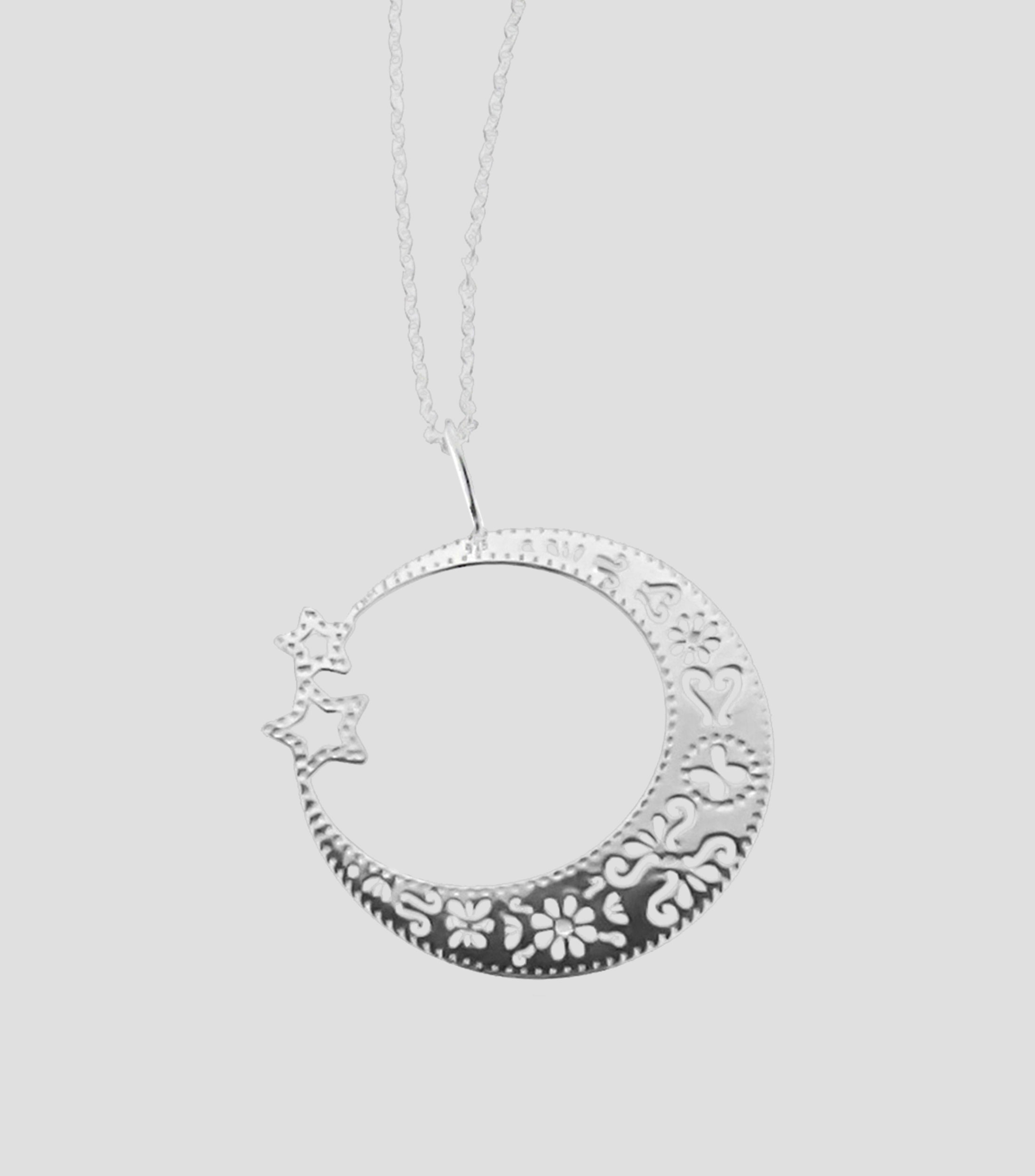 Dije en plata .925 Luna Con Estrella Mujer