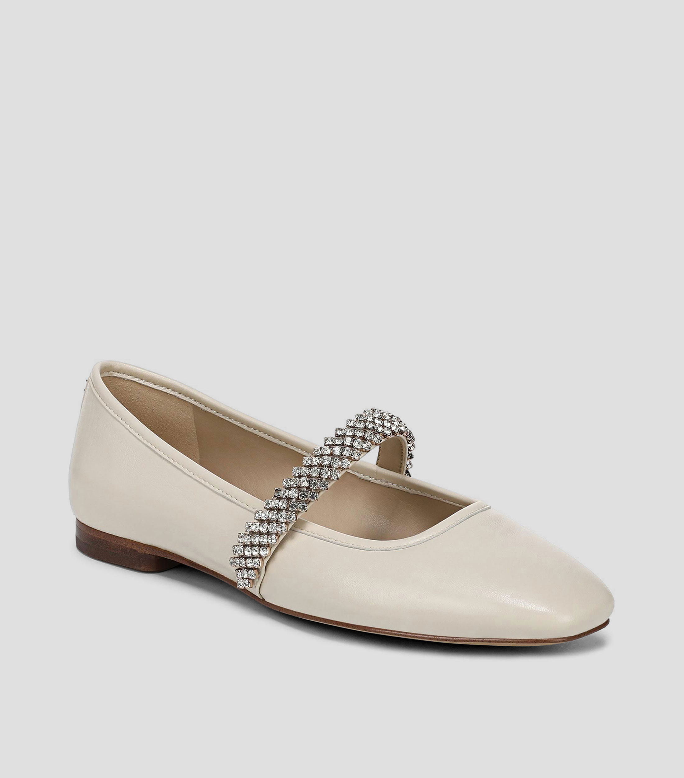 Flats en piel con pedrería Mujer