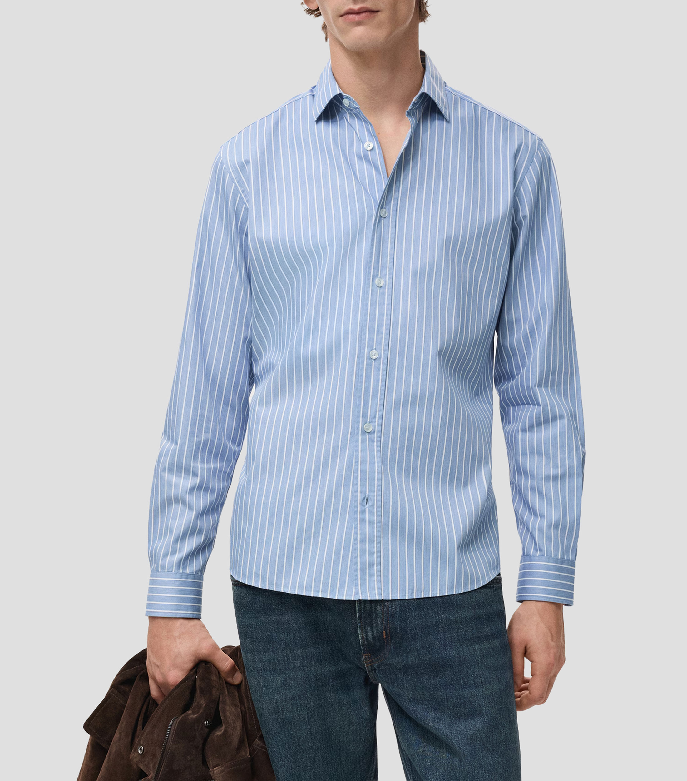 Camisa de rayas manga larga Hombre