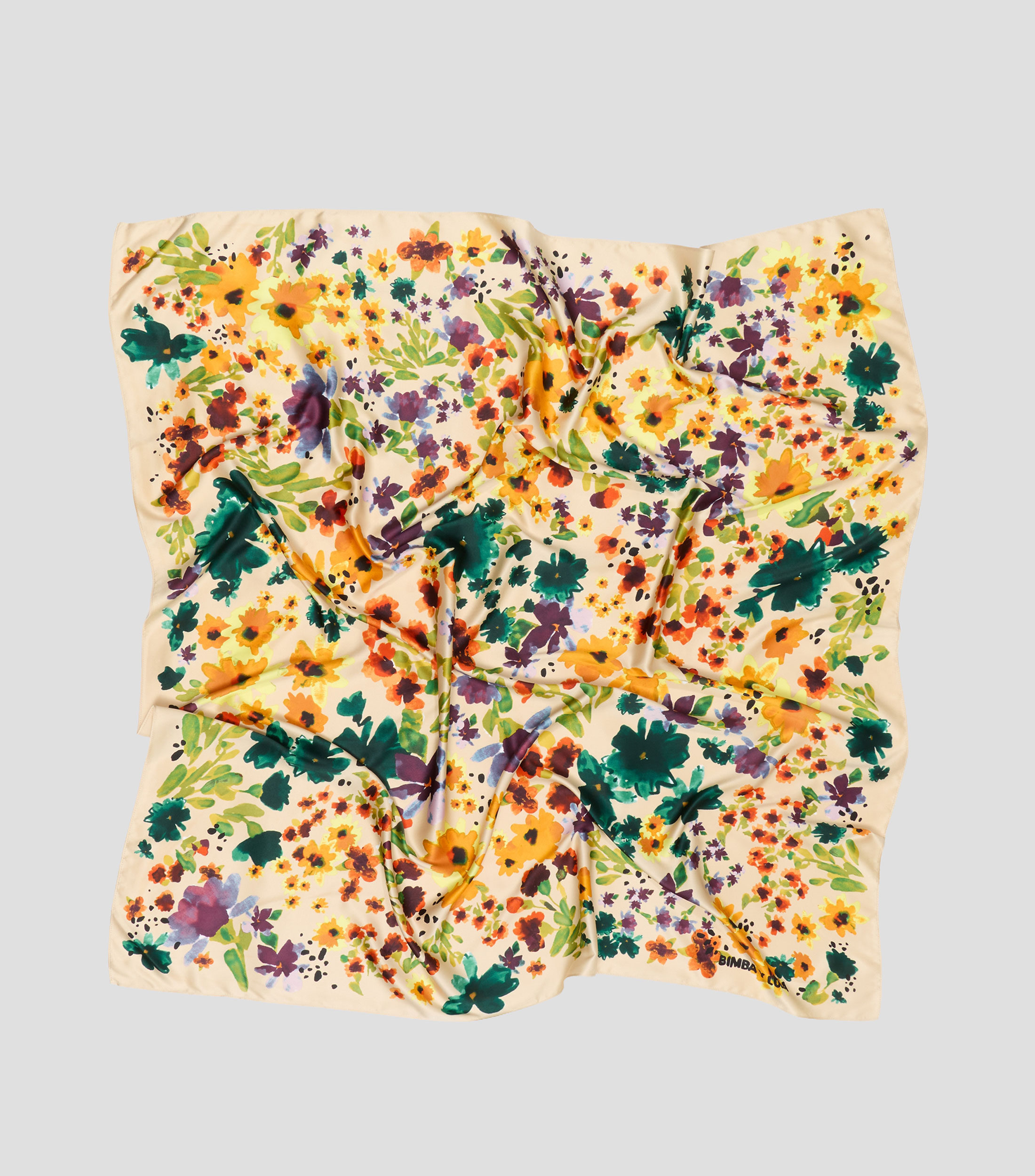Pañuelo arena estampado flores acuarela Mujer