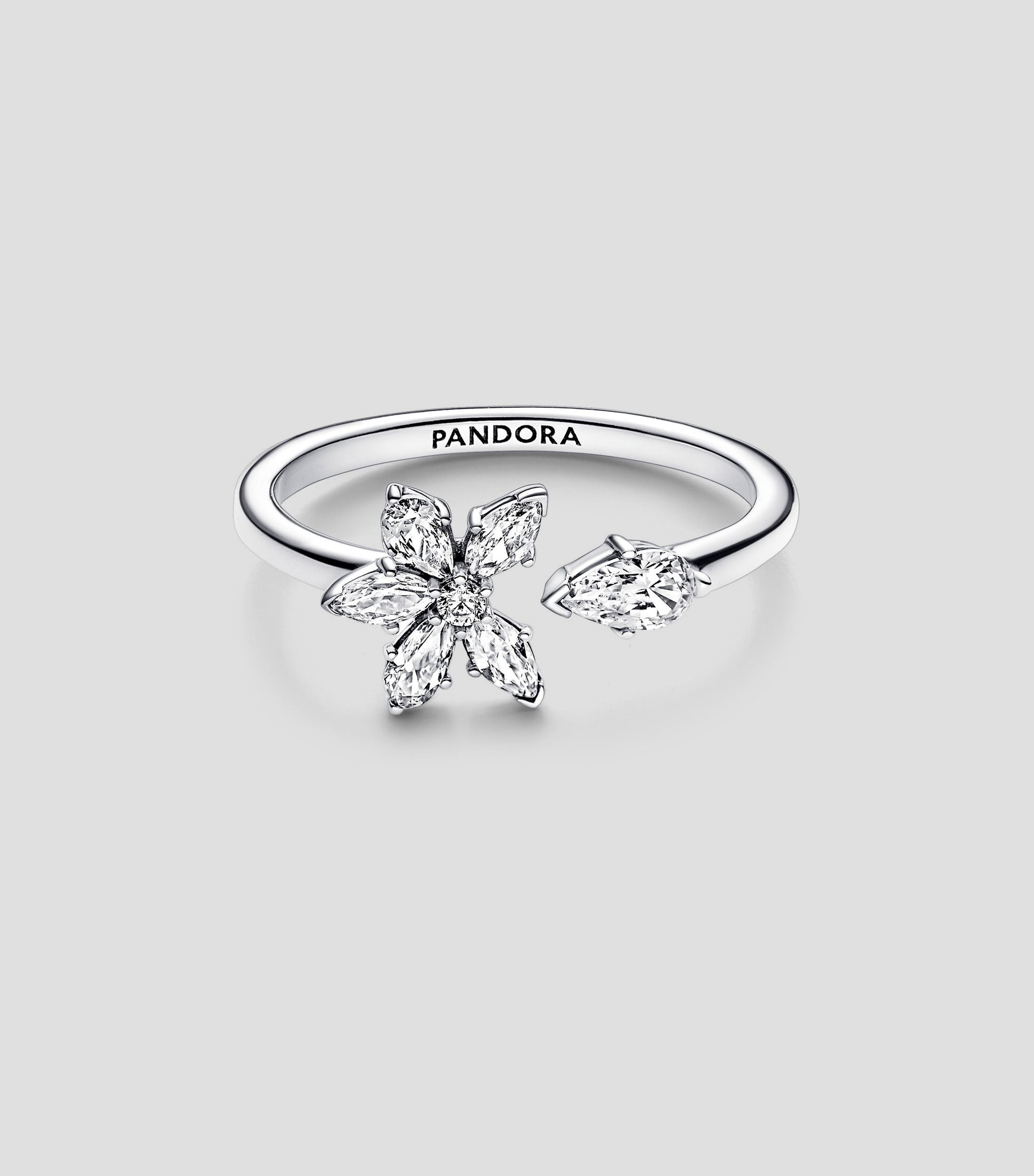 Anillo abierto en plata .925 con incrustaciones de zirconia Mujer