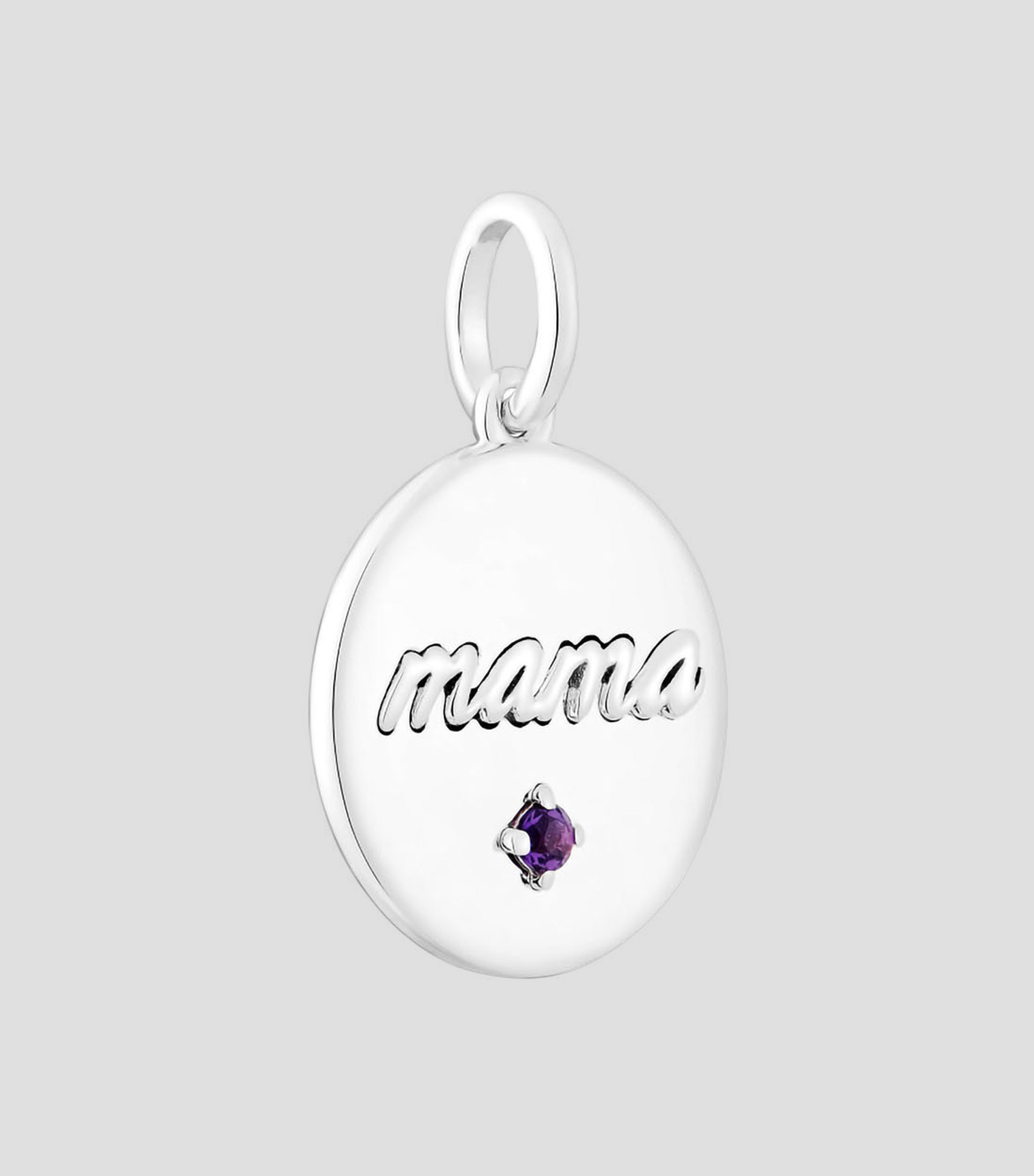 Dije redondo en plata .925 Mama con amatista Mujer
