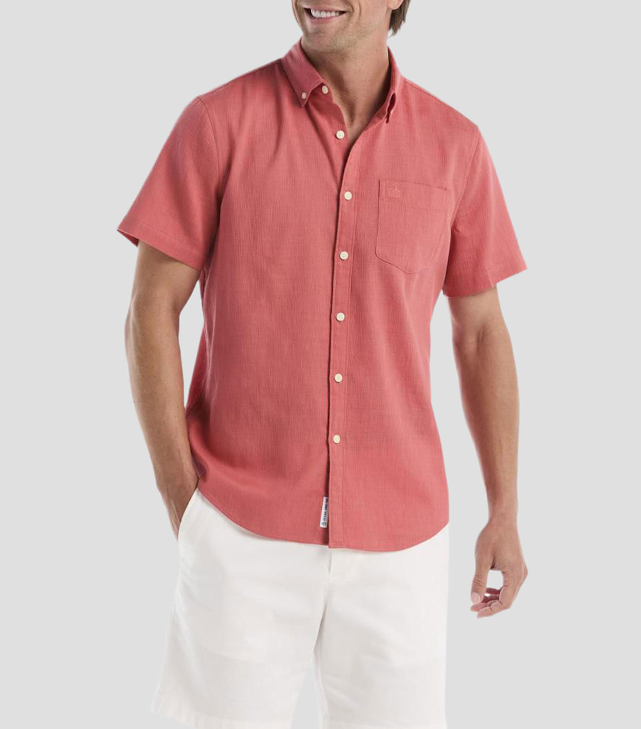 Camisa sólida manga corta Hombre