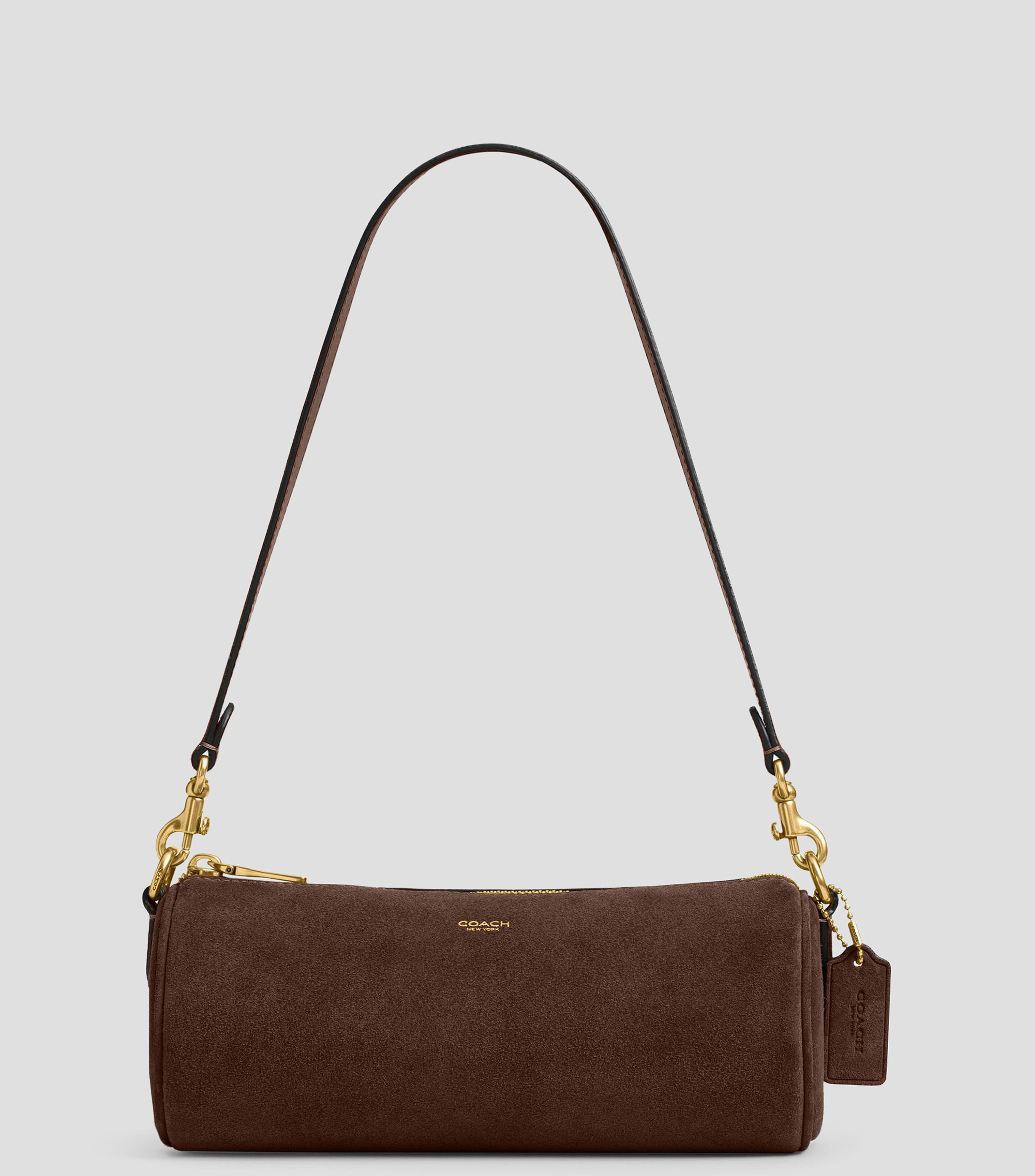 Bolsa shoulder de ante Barrel lisa Mujer