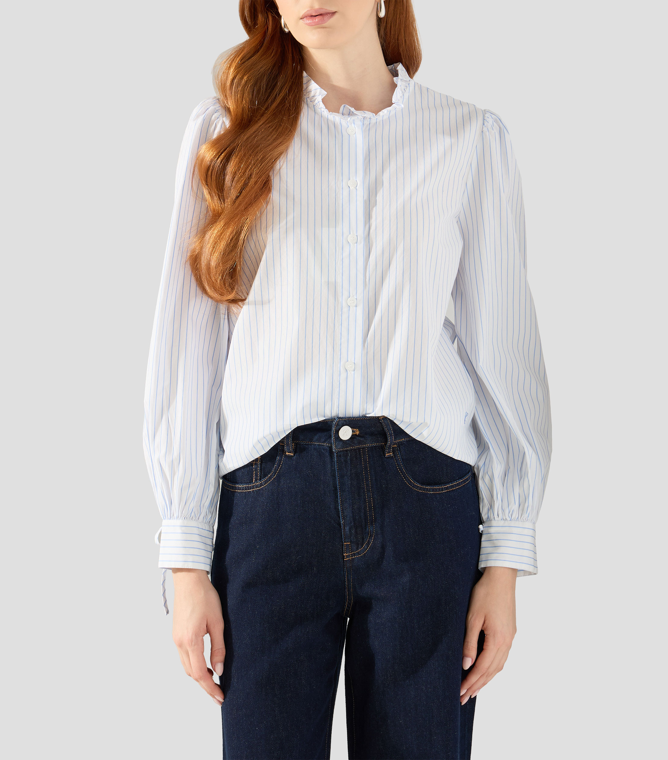 Camisa de rayas con manga larga Mujer