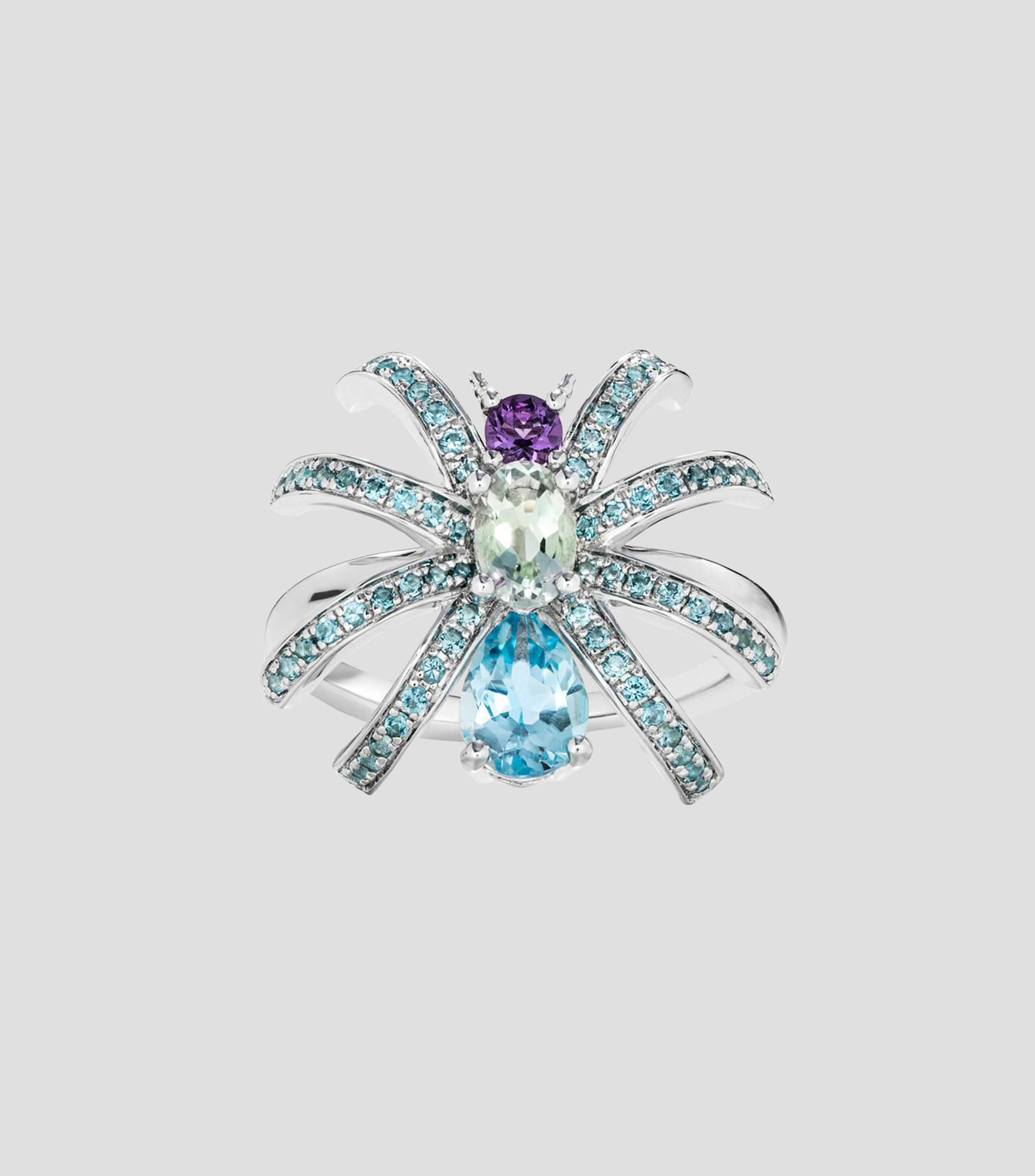 Anillo en plata Makech con topacio, amatista y diamantes Mujer