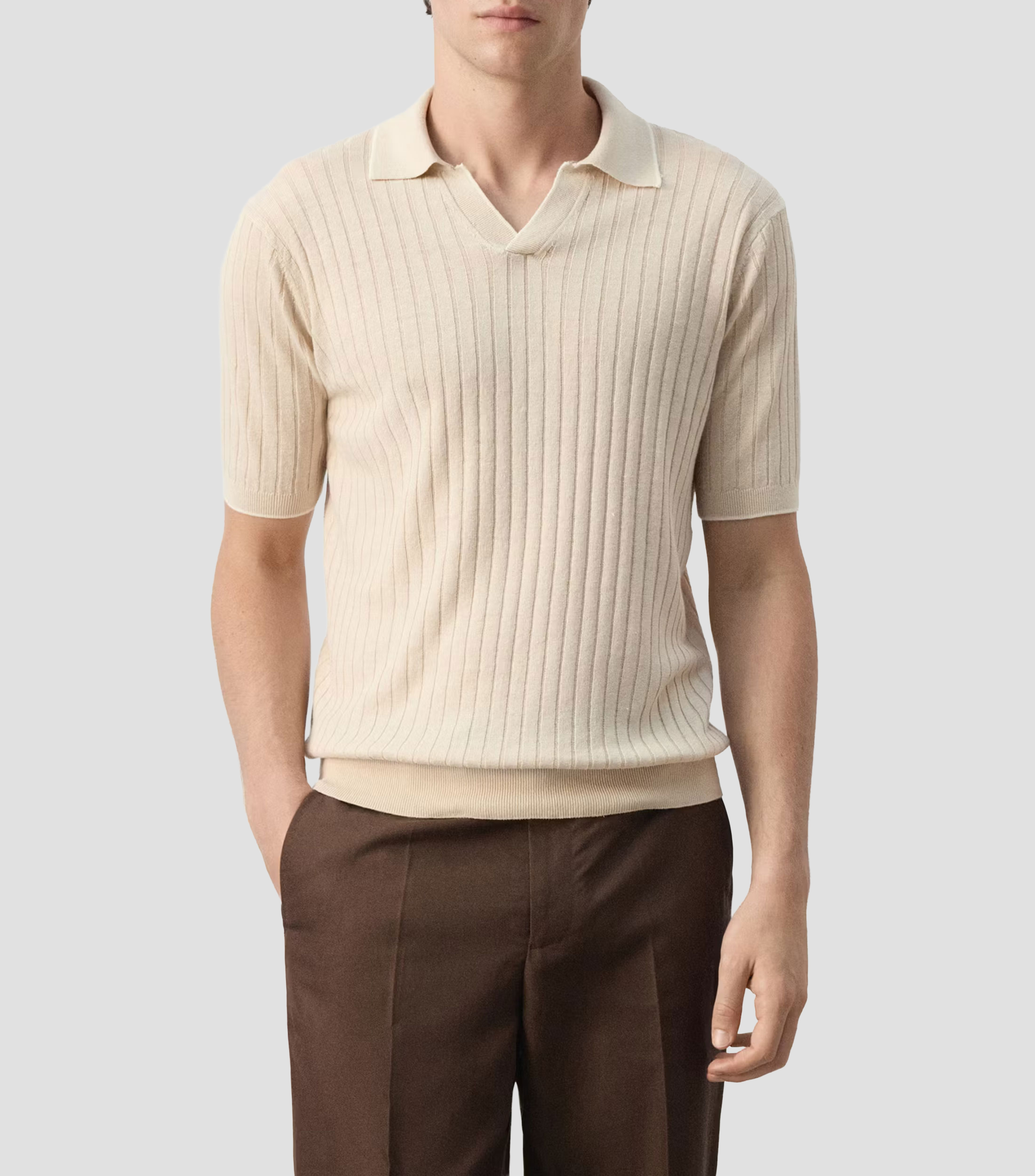 Playera Tipo Polo Manga Corta Sólido Hombre