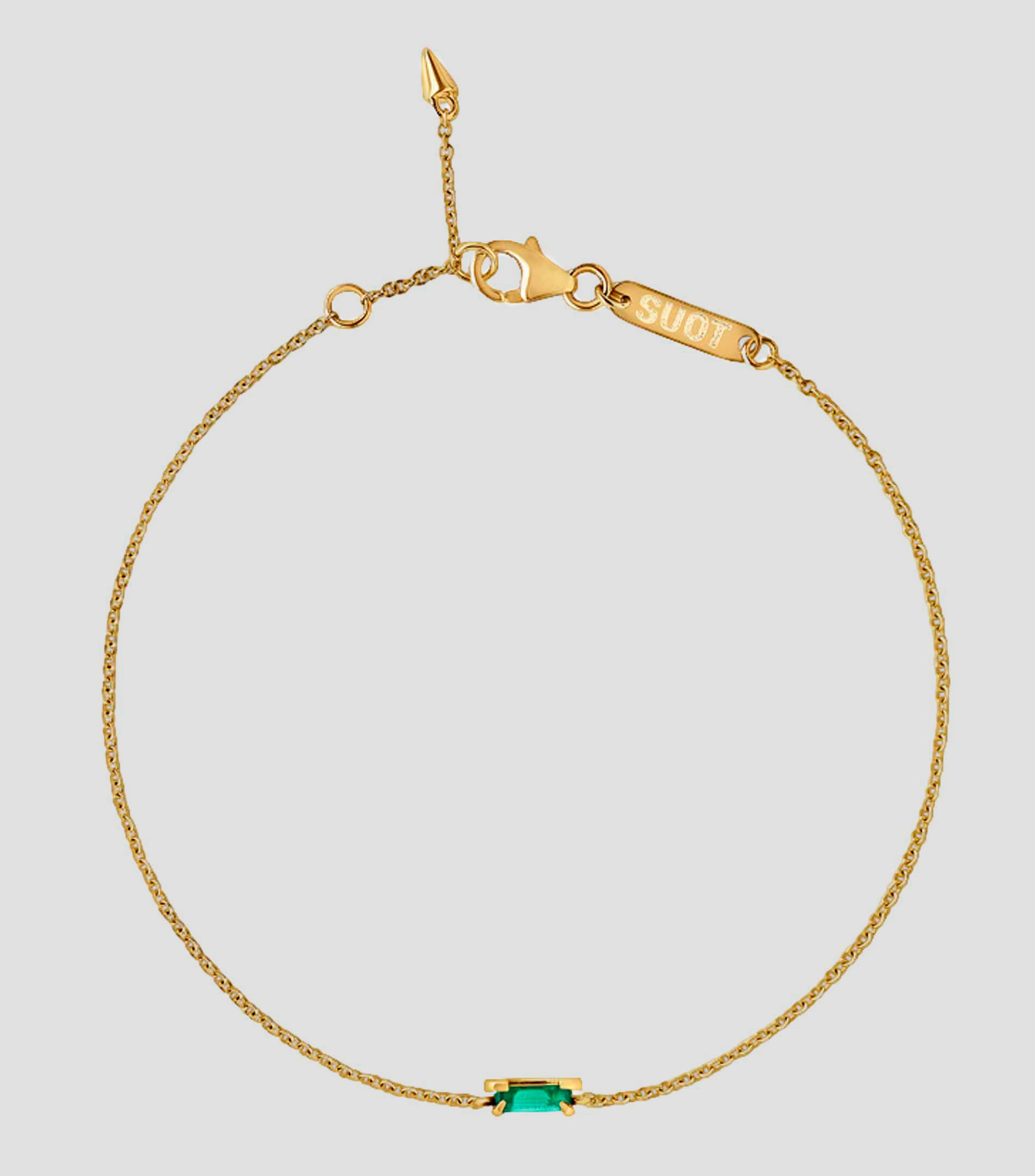 Pulsera en oro de 14 kilates con esmeralda de laboratorio Half-Cut Mujer