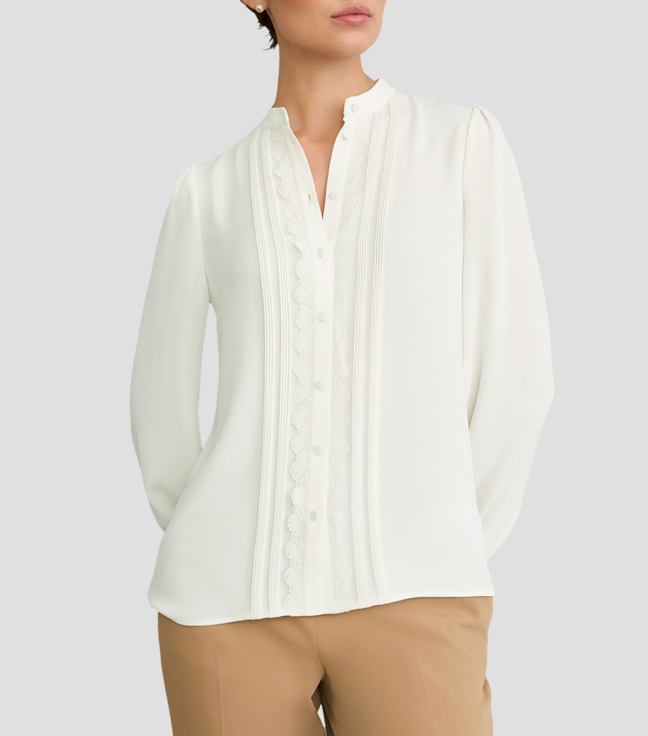 Blusa lisa con manga larga Mujer