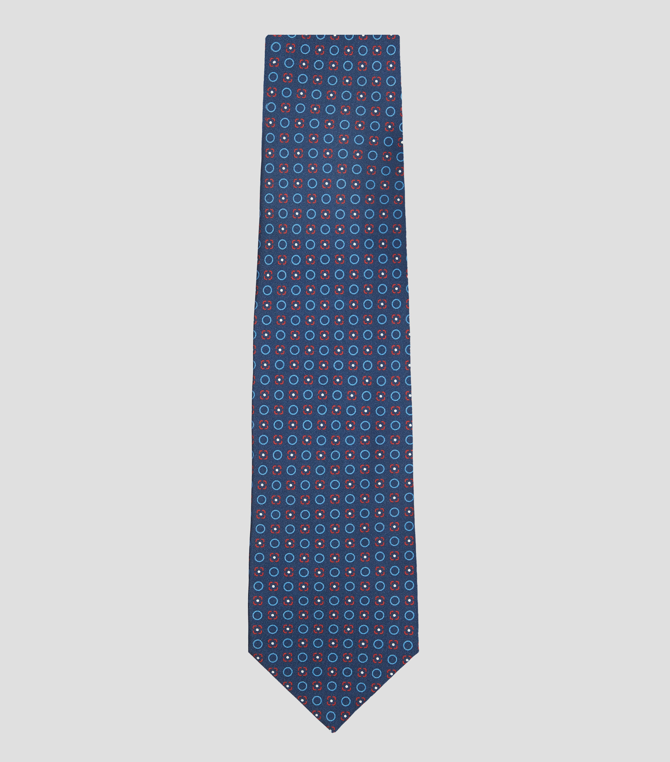 Corbata ancha en seda azul marino estampada