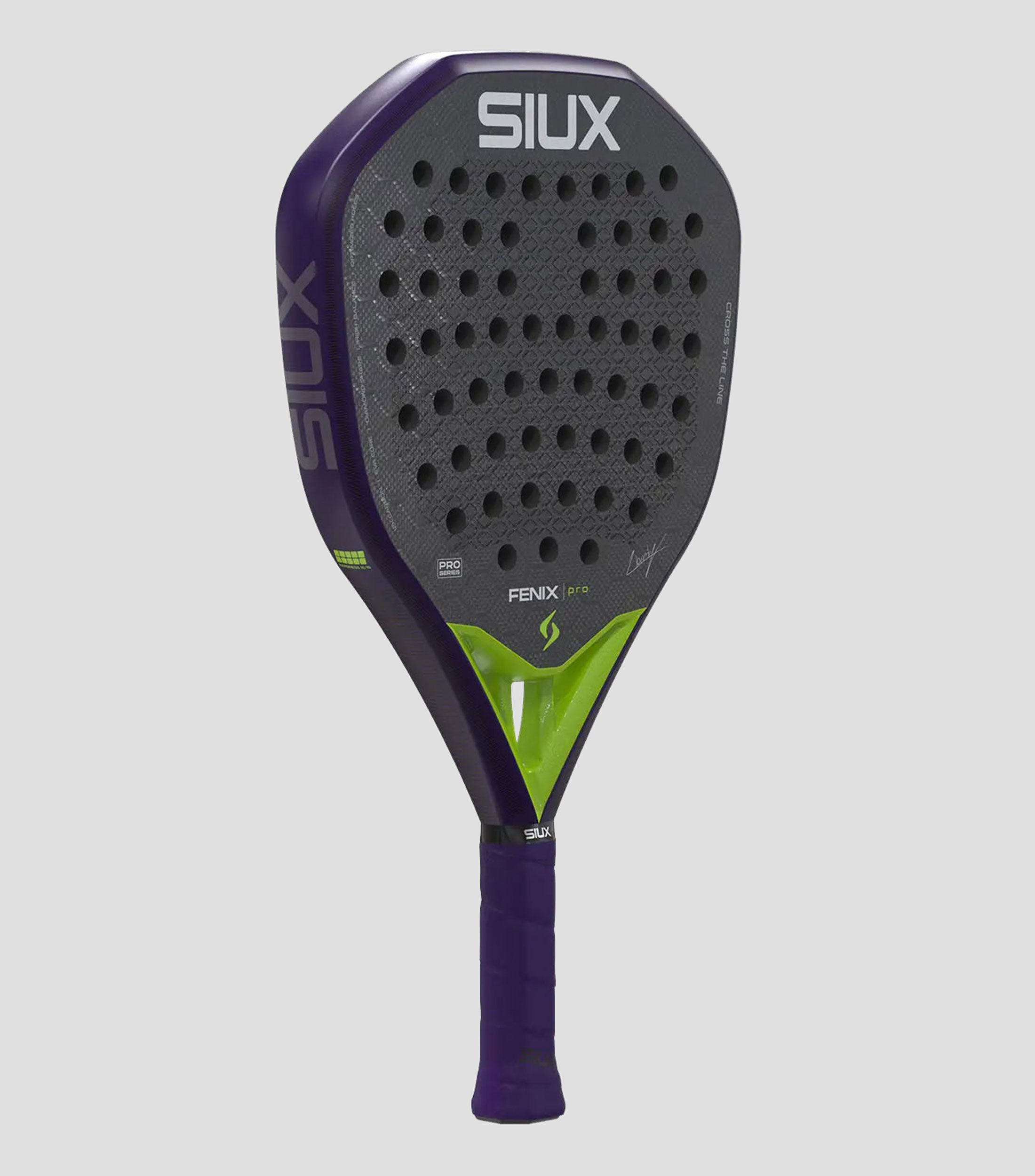 Pala FENIX PRO para pádel morado y amarillo fosforescente