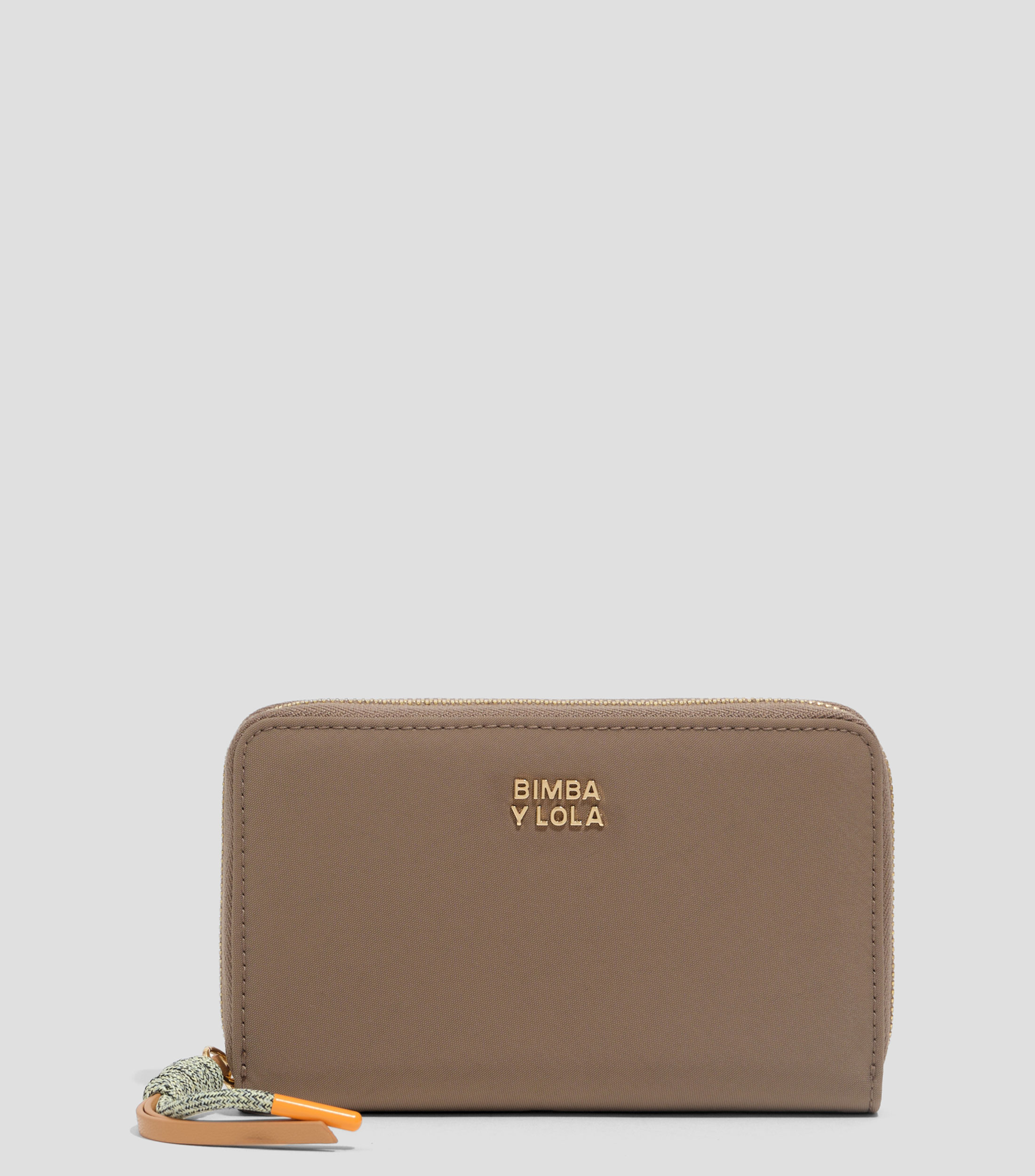 Cartera horizontal mediana nylon marrón caqui Mujer