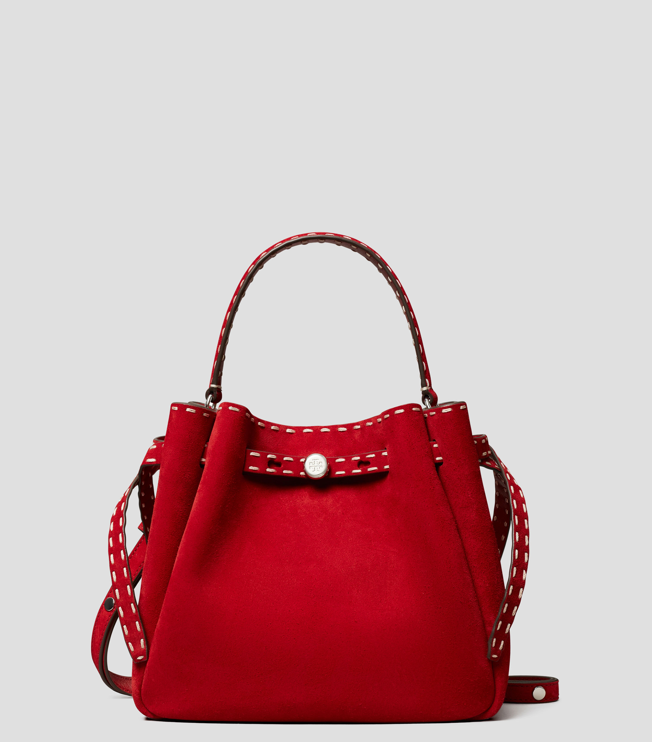 Romy Suede Pick Stitch Bucket Bag
