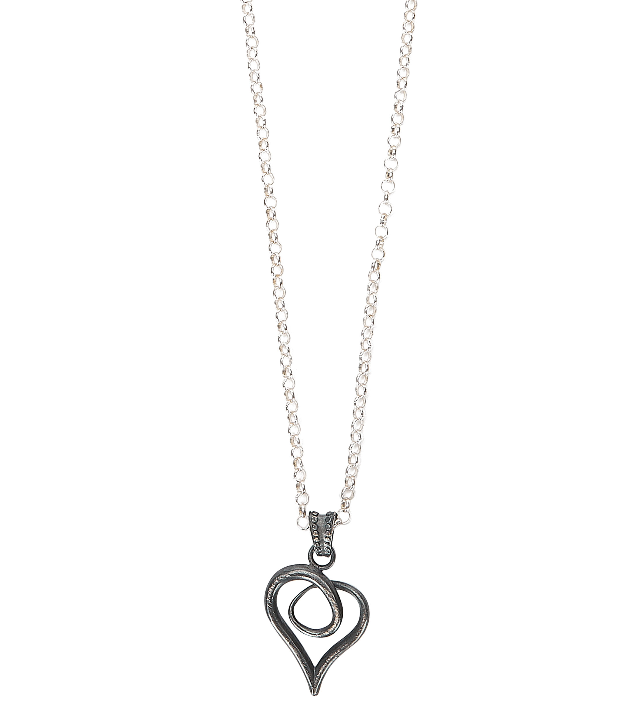 Dije de corazon con cadena en plata .925 Crazy Heart Hombre