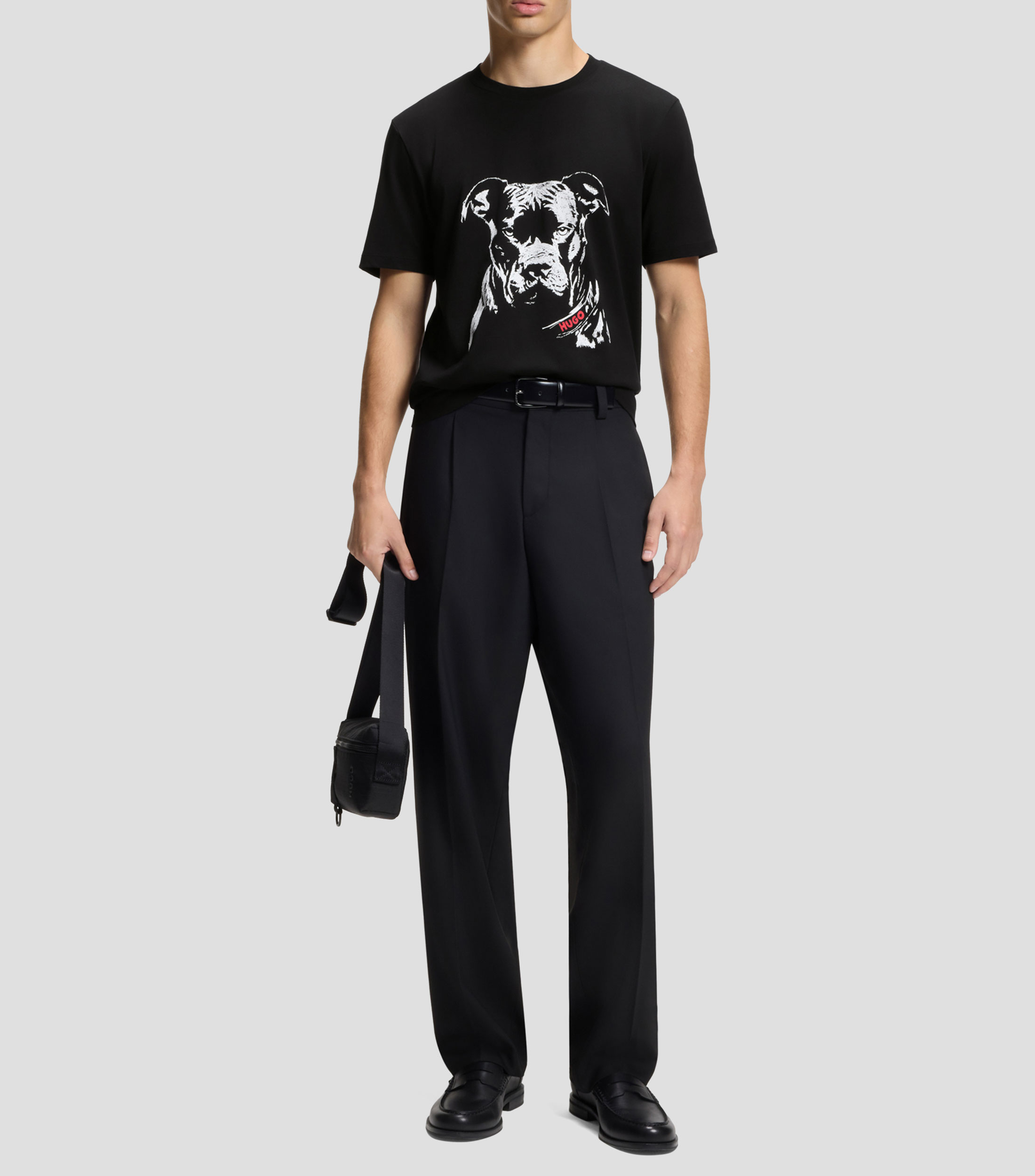 Camiseta de punto de algodón con ilustración de perro Hombre