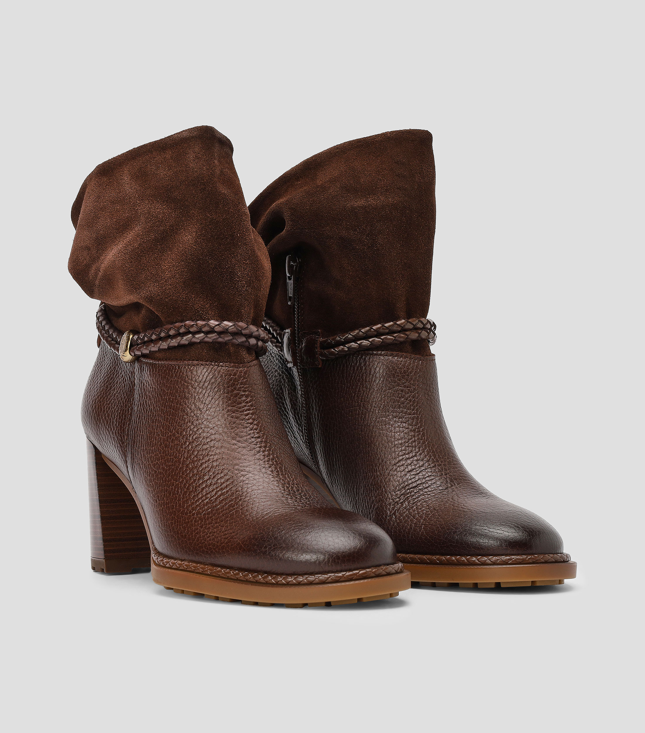 Botines casuales Alabama en piel con tacón alto y ancho Mujer