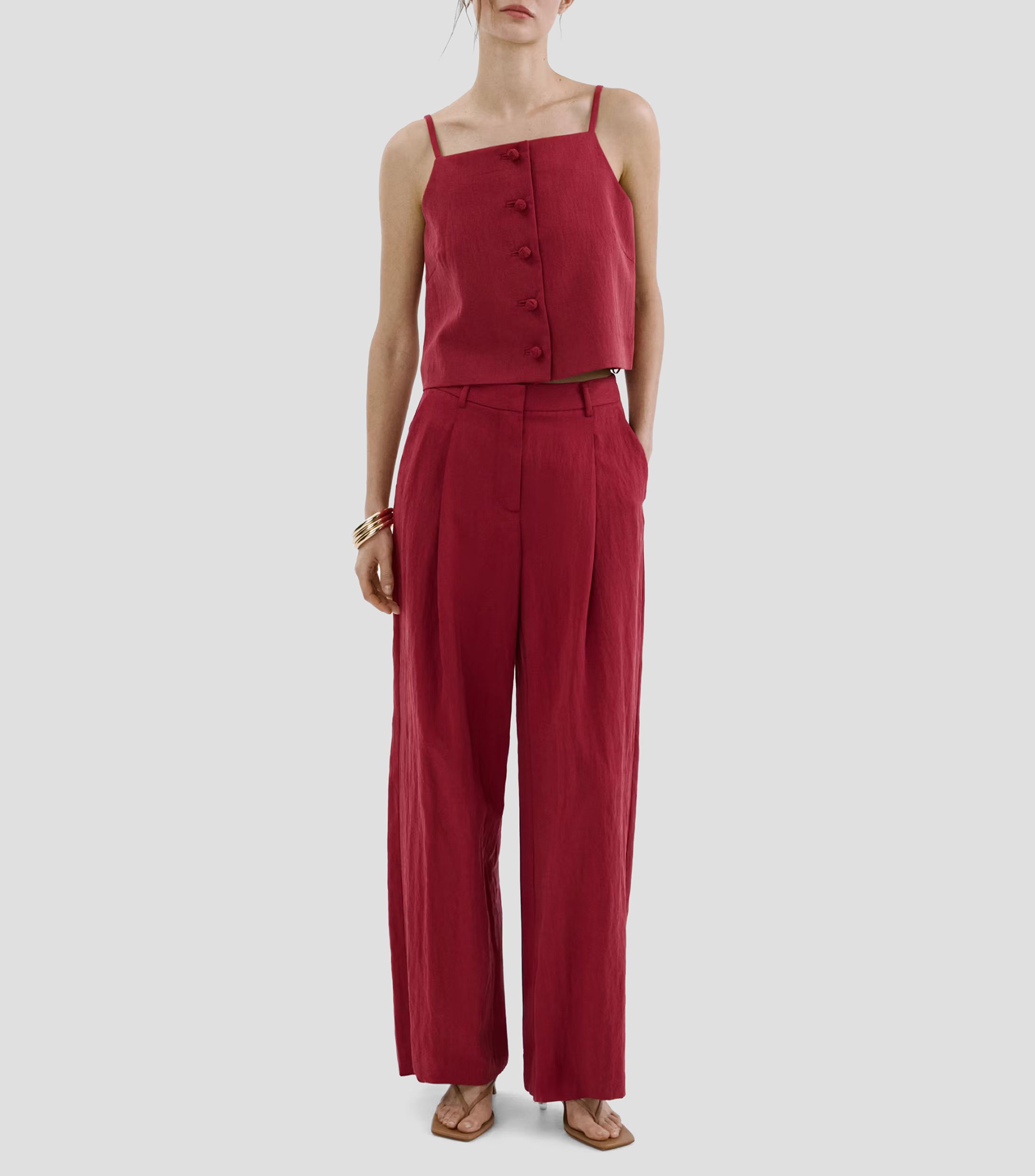 Top cuello cuadrado sin mangas lisa Mujer