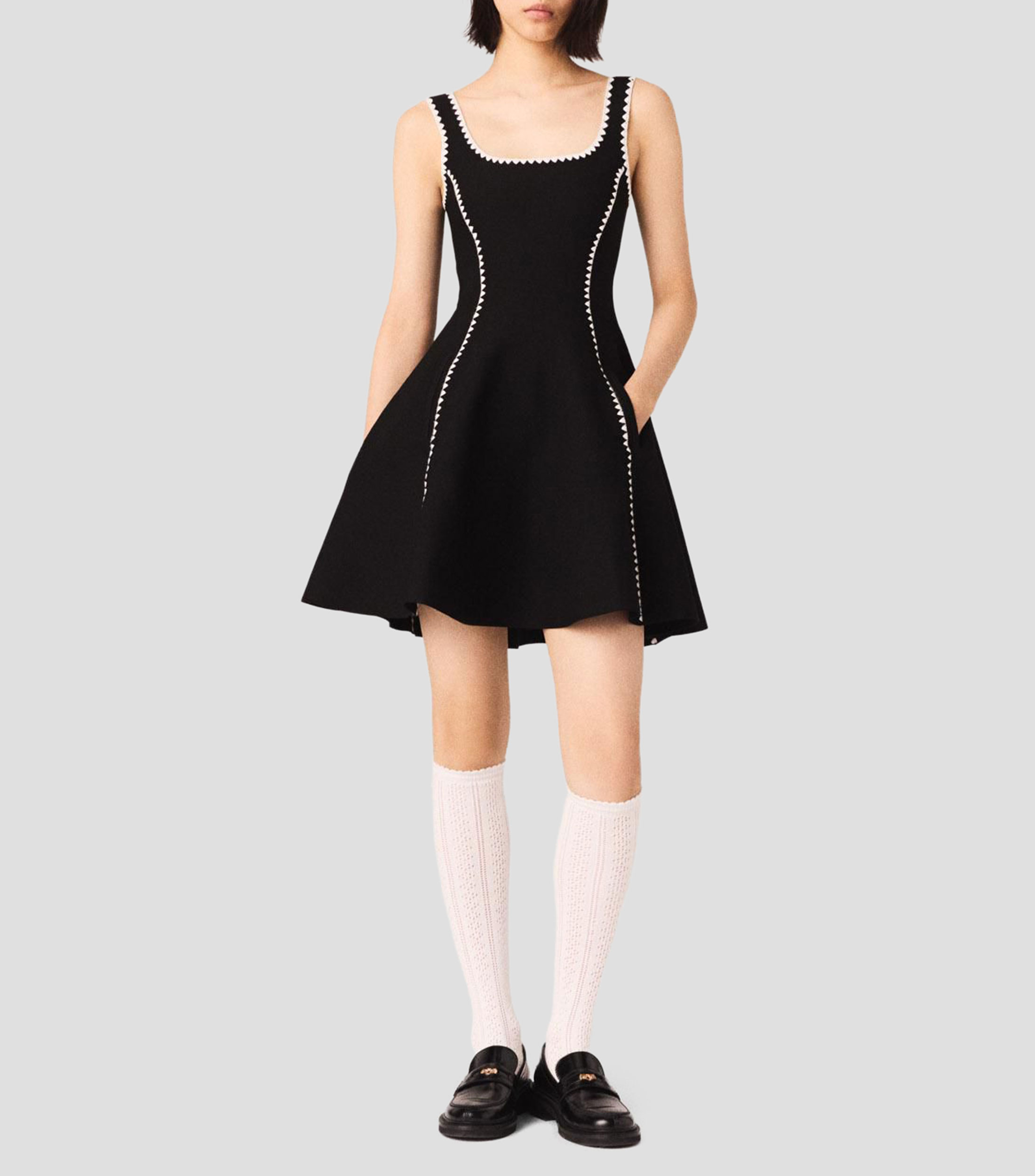 Vestido corto liso Mujer