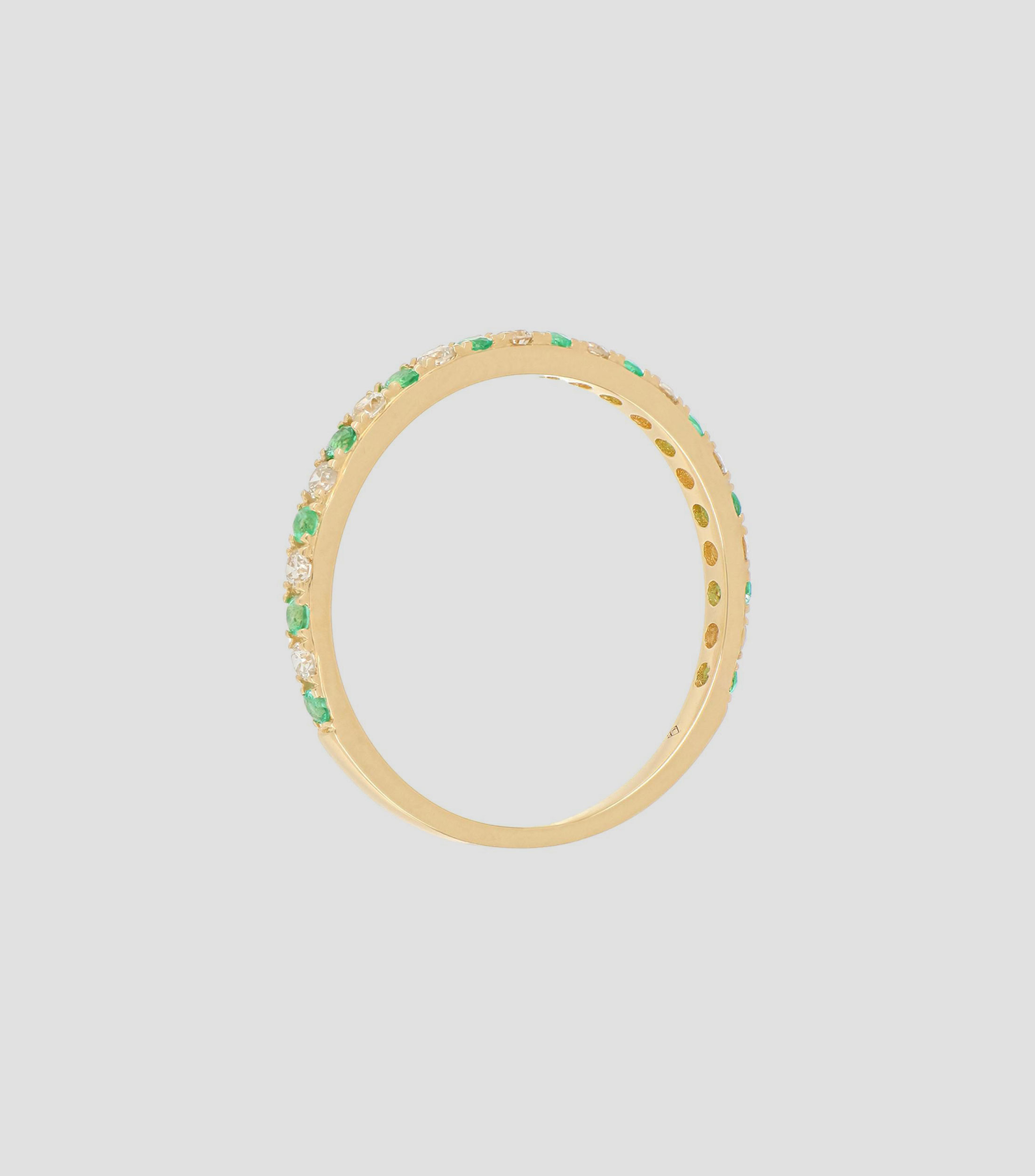 Anillo en oro con esmeralda y diamante Mujer