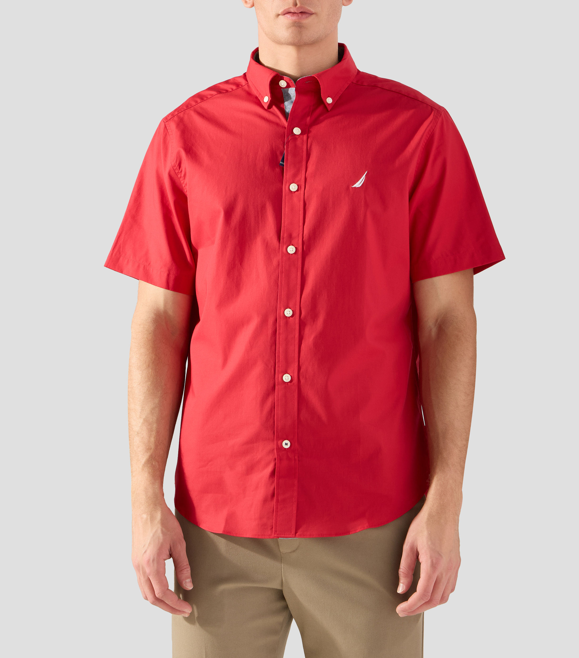 Camisa lisa con manga corta Hombre