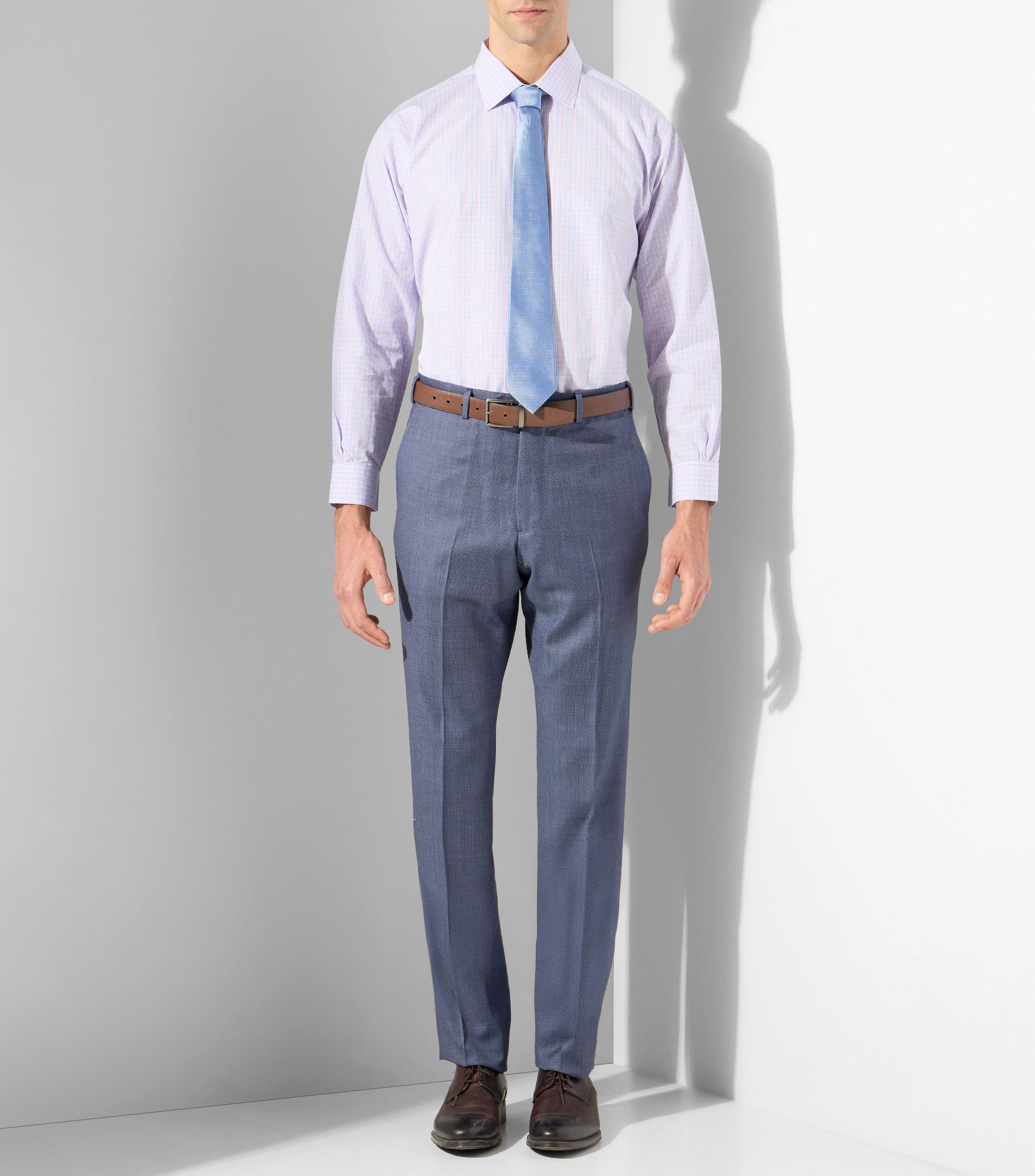 Camisa de vestir con cuadros y manga larga Hombre
