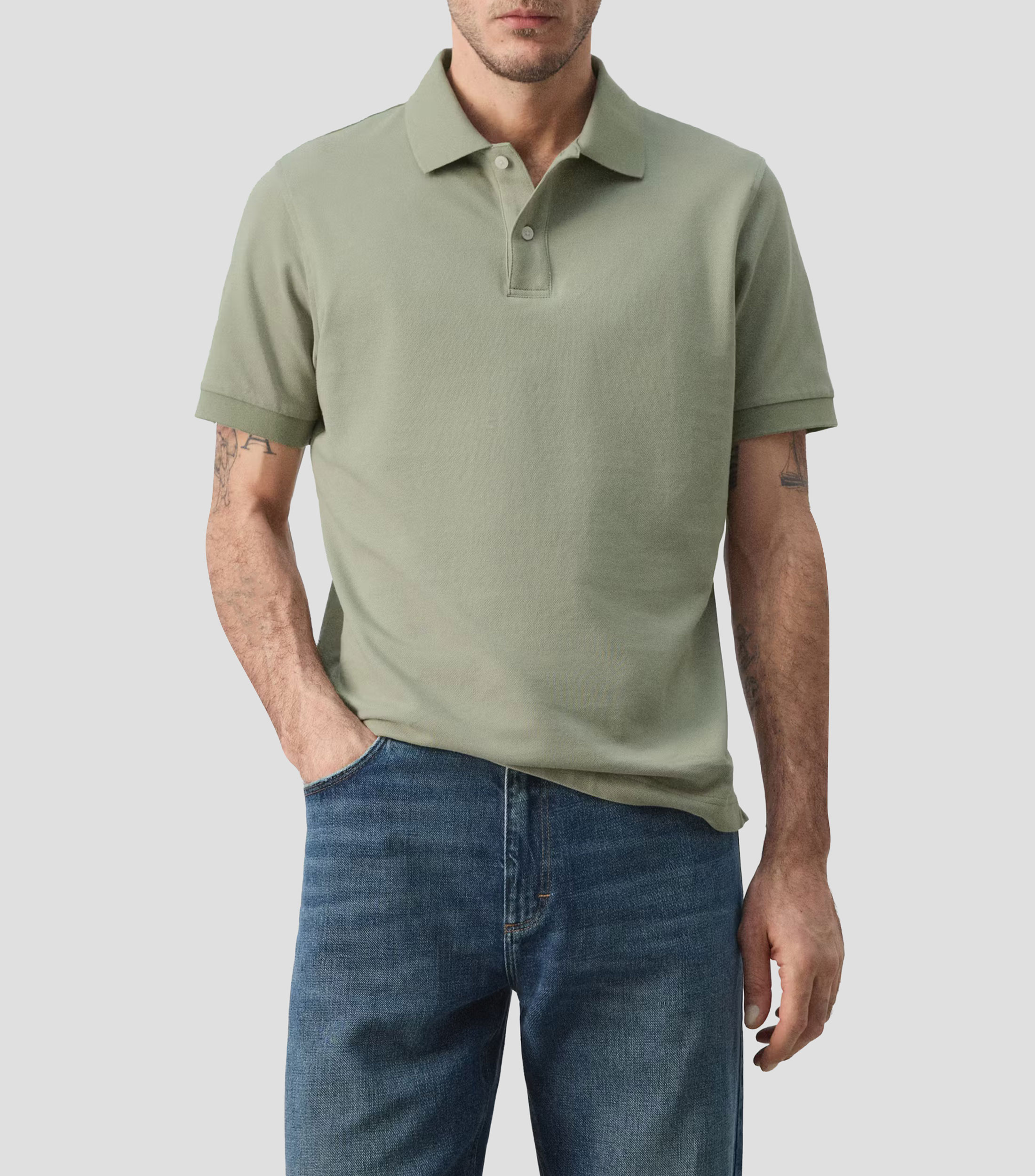 Playera polo manga corta lisa Hombre