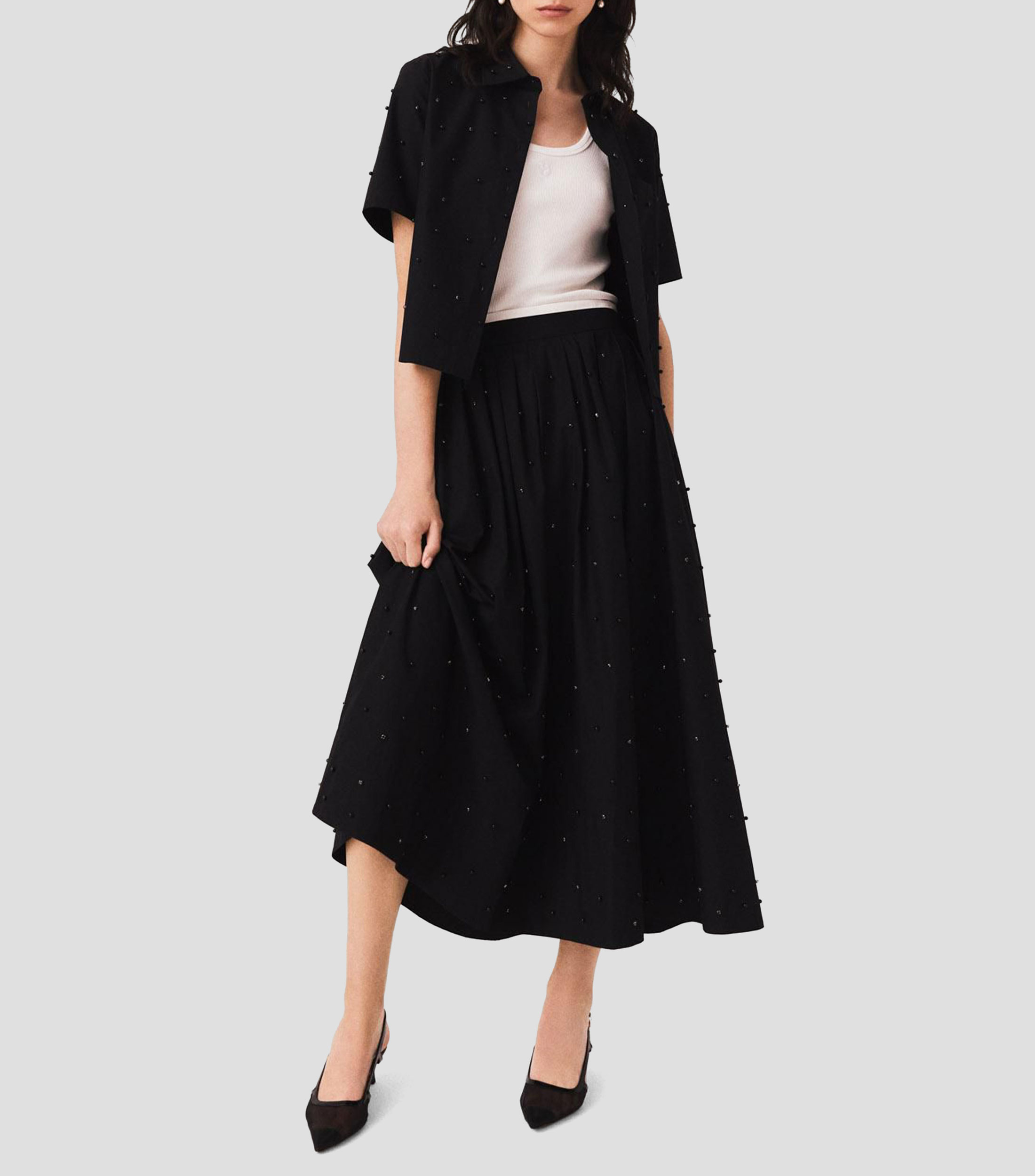 Falda larga de corte regular con diseño liso Mujer
