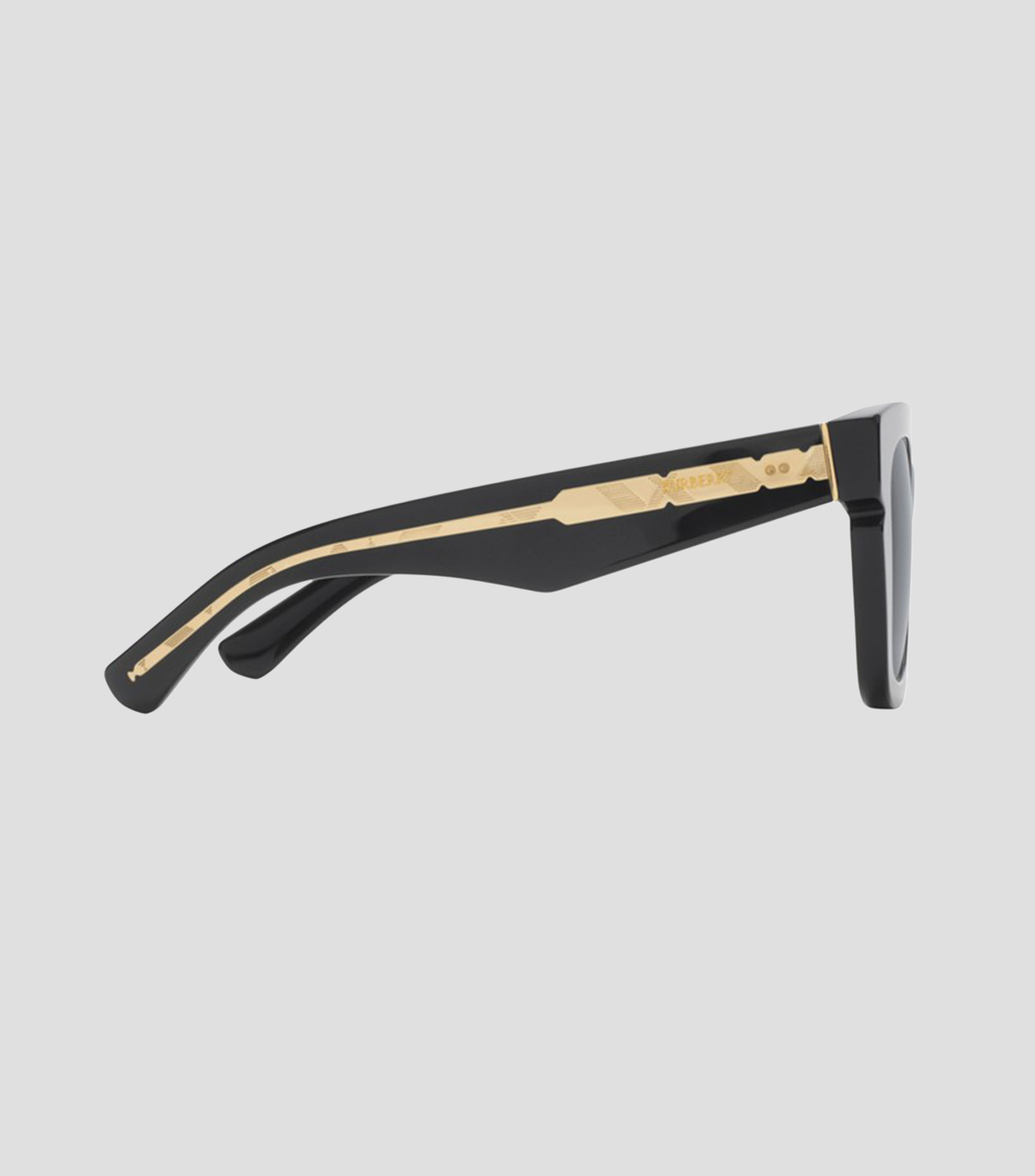 Lentes de sol cuadrados Inlaid Check negros Mujer