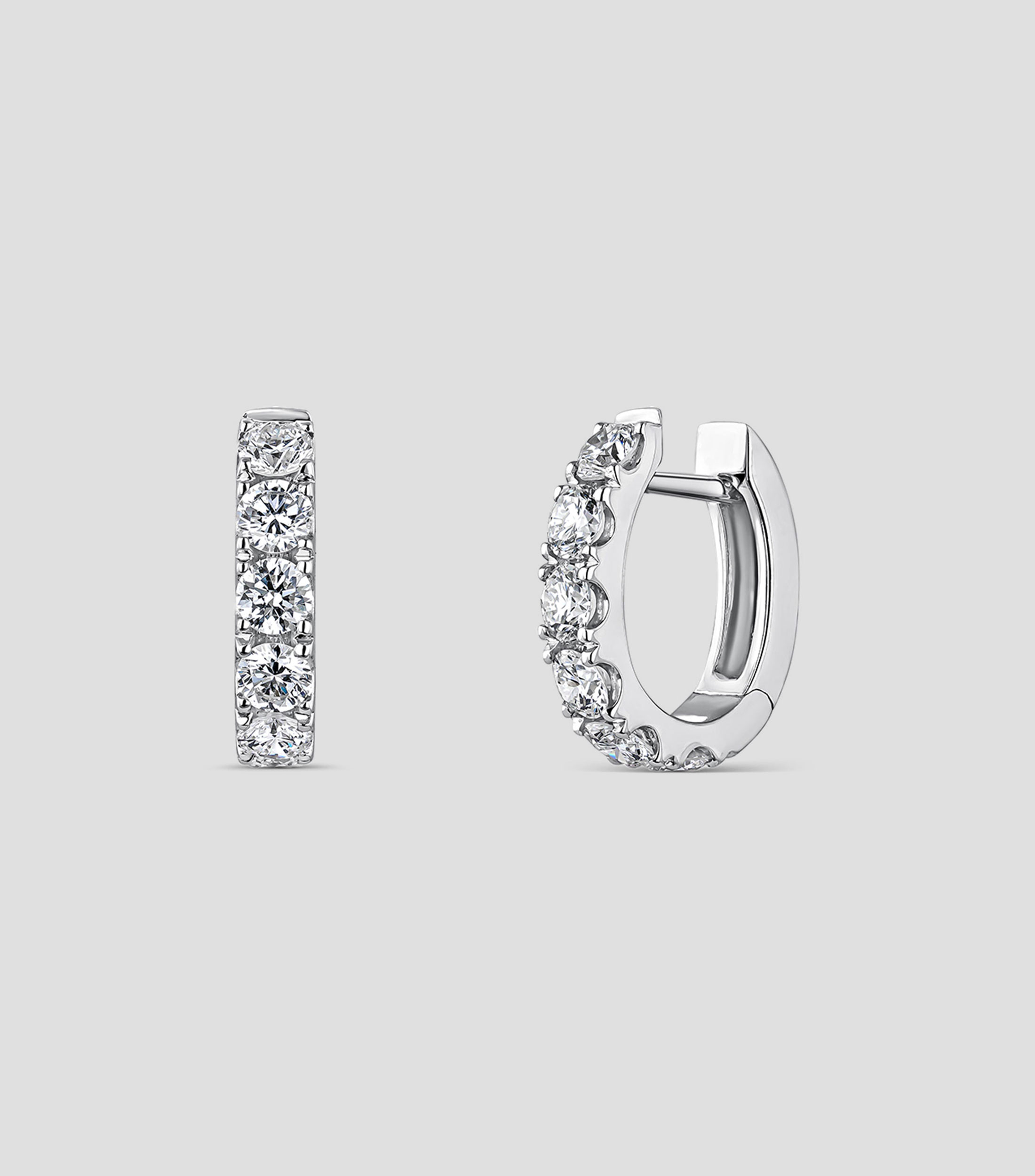 Pendientes en Oro Blanco de 18 Kilates con Diamantes Argolla Mujer