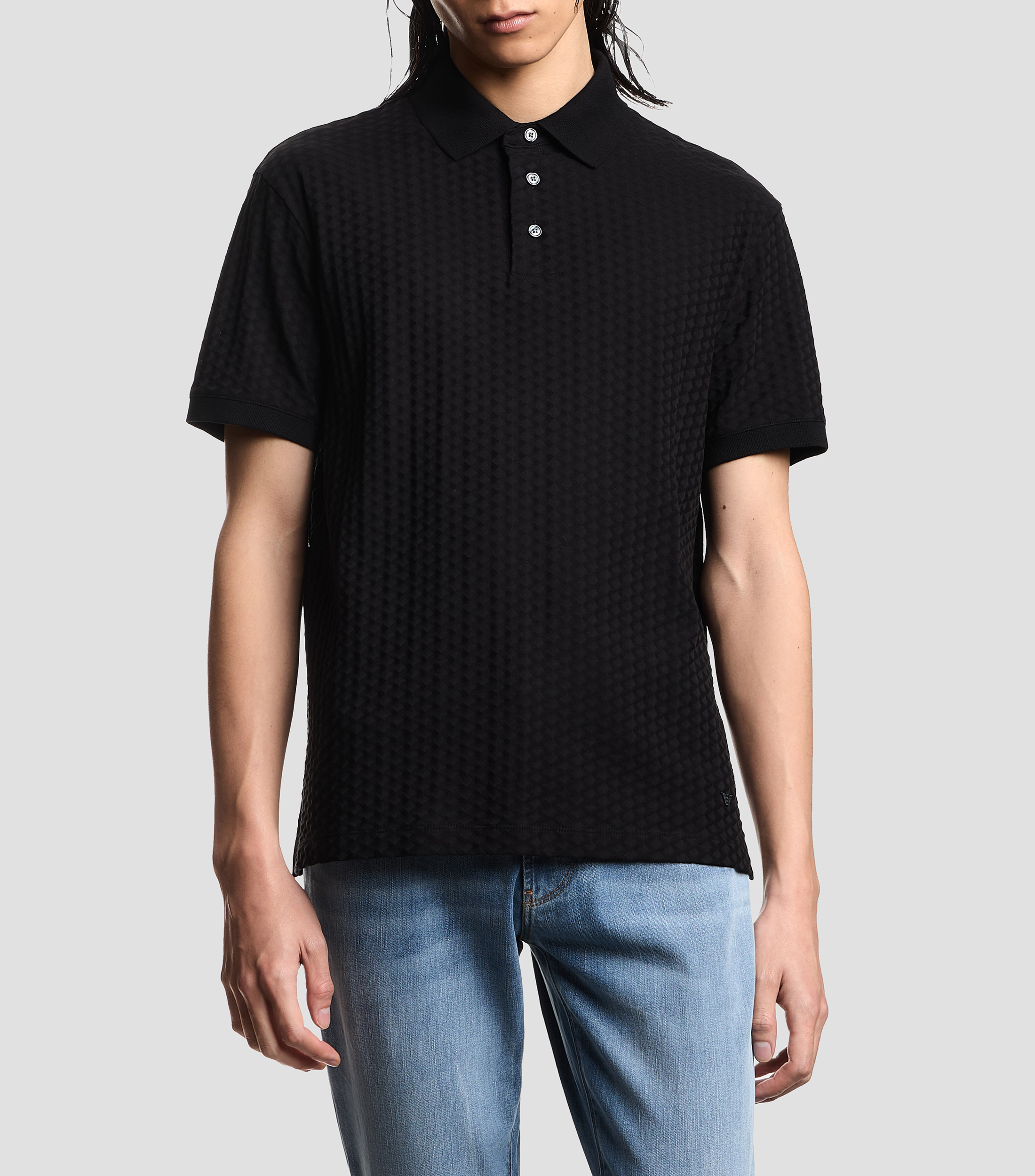 Playera tipo polo con manga corta lisa Hombre