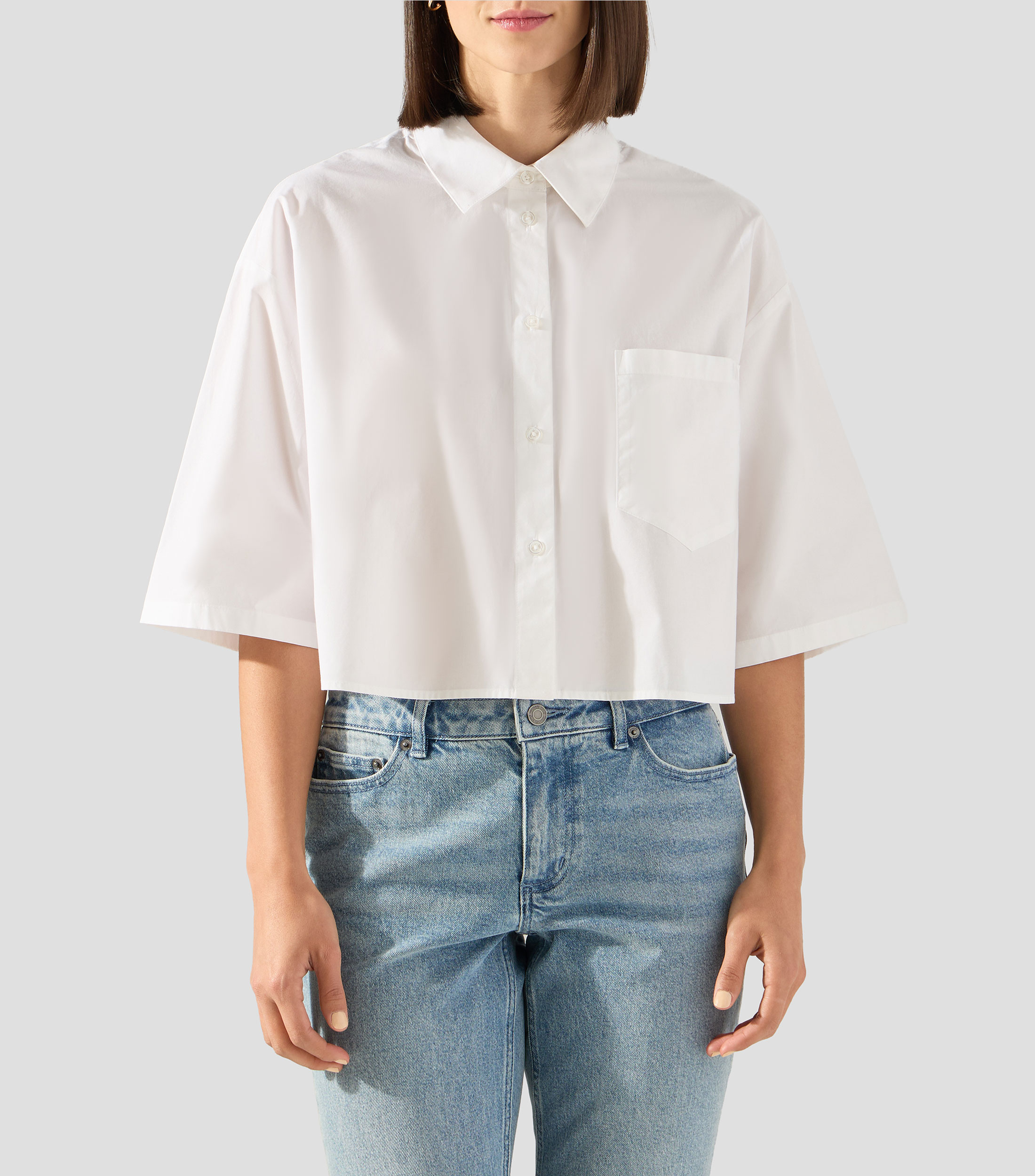 Camisa lisa manga 3/4 Mujer