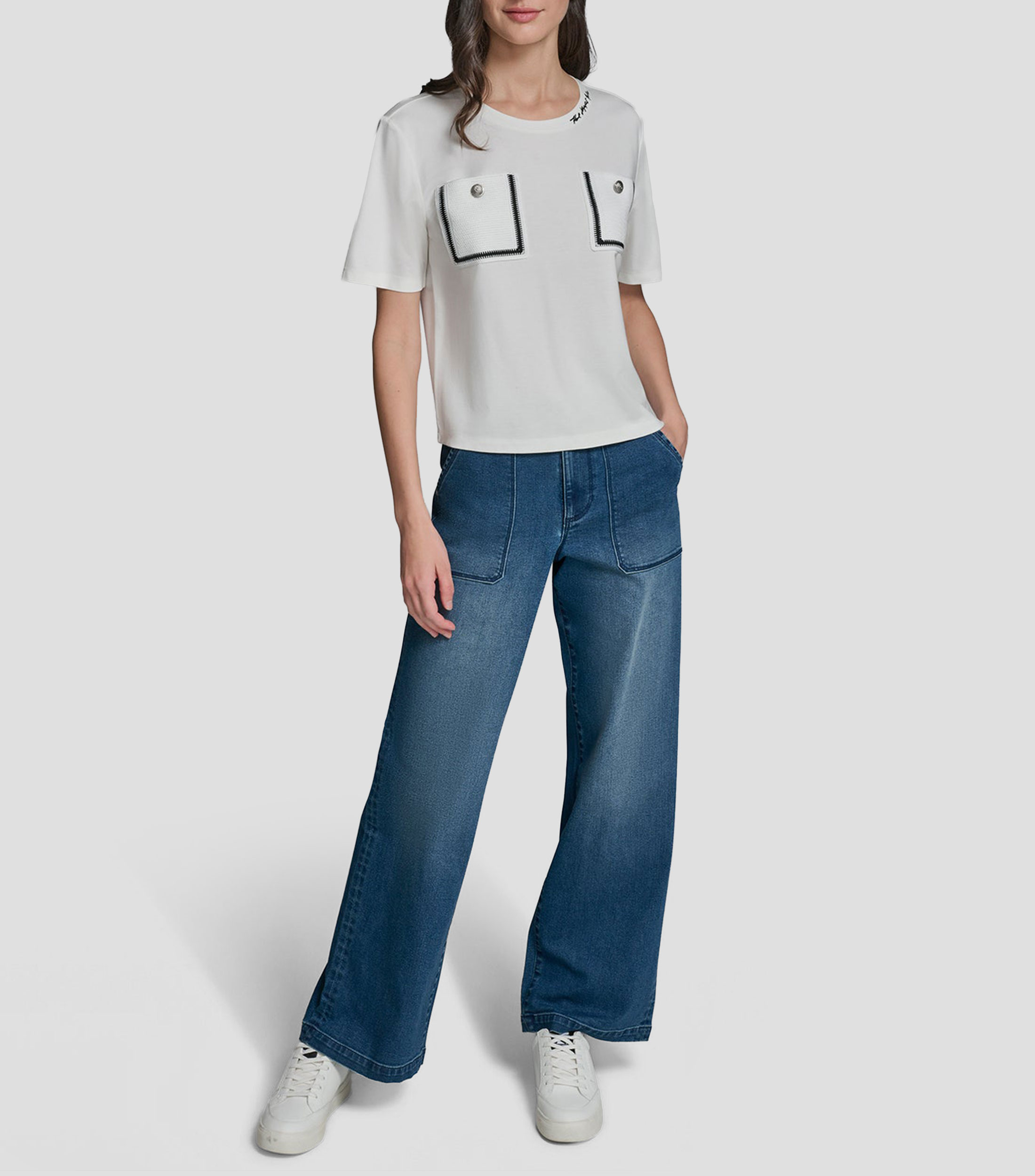Blusa lisa manga corta Mujer