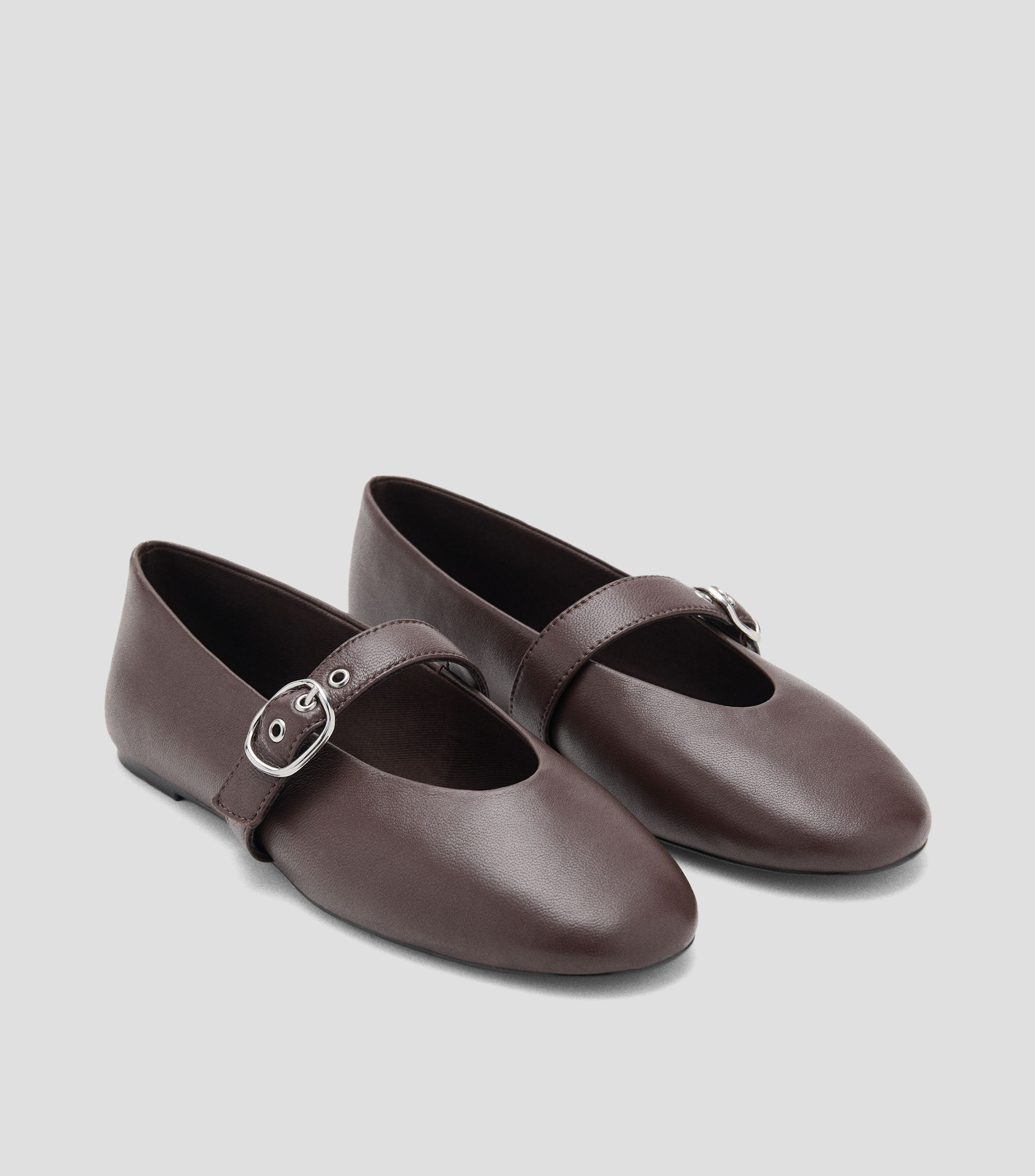 Flats Door en piel con hebilla Mujer