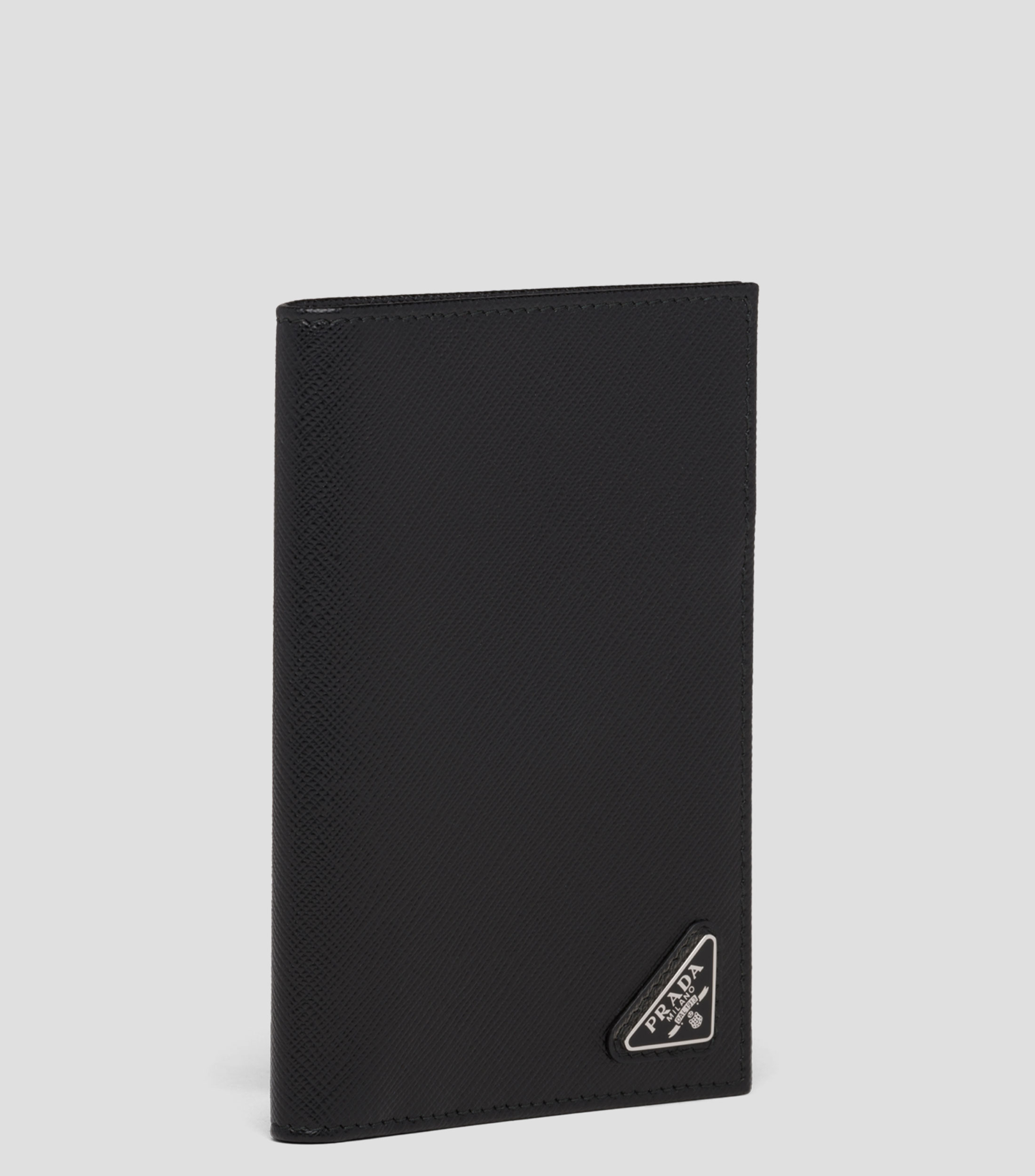Portapasaporte en piel Saffiano liso Hombre