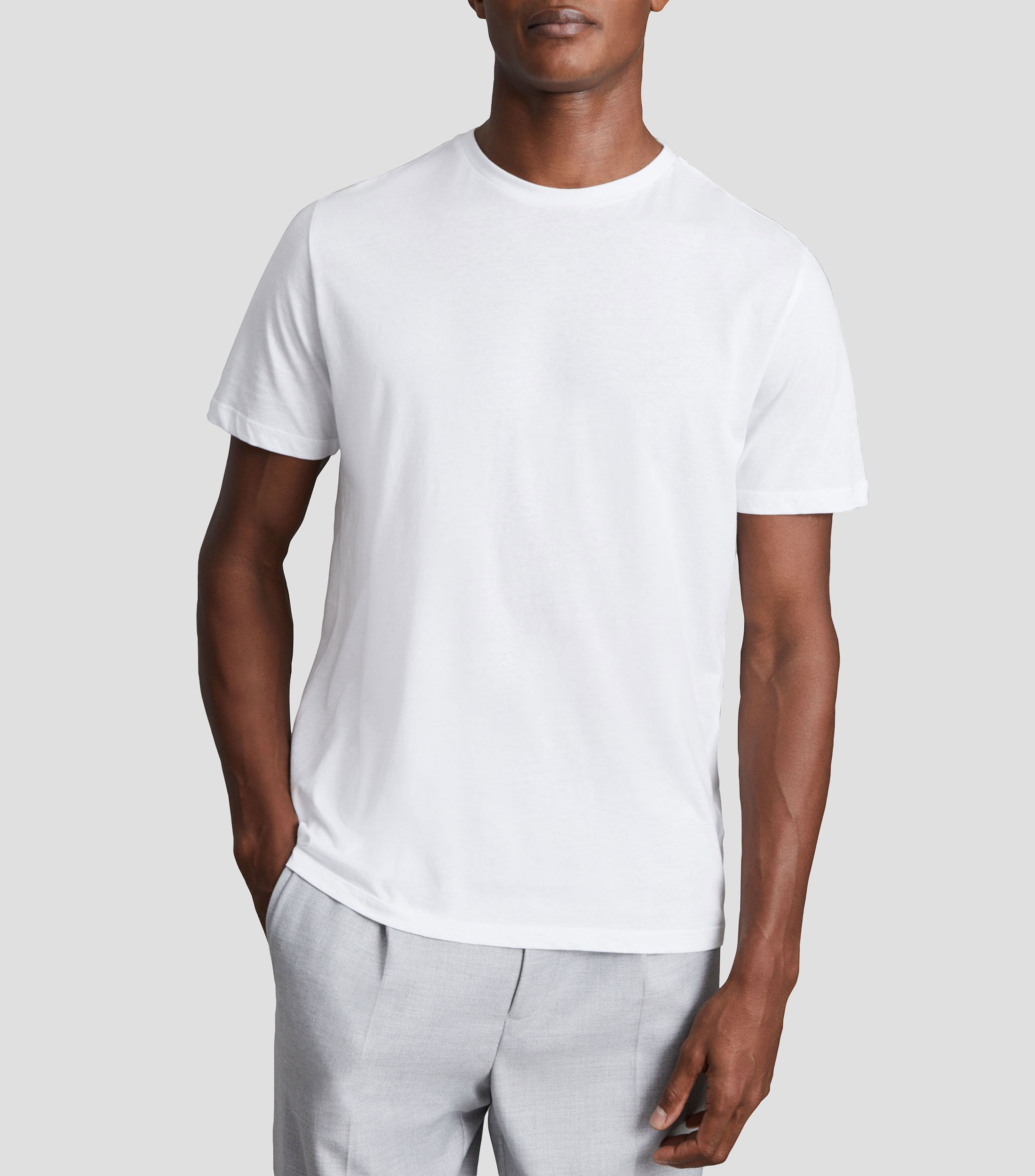 Playera de cuello redondo con manga corta lisa Hombre