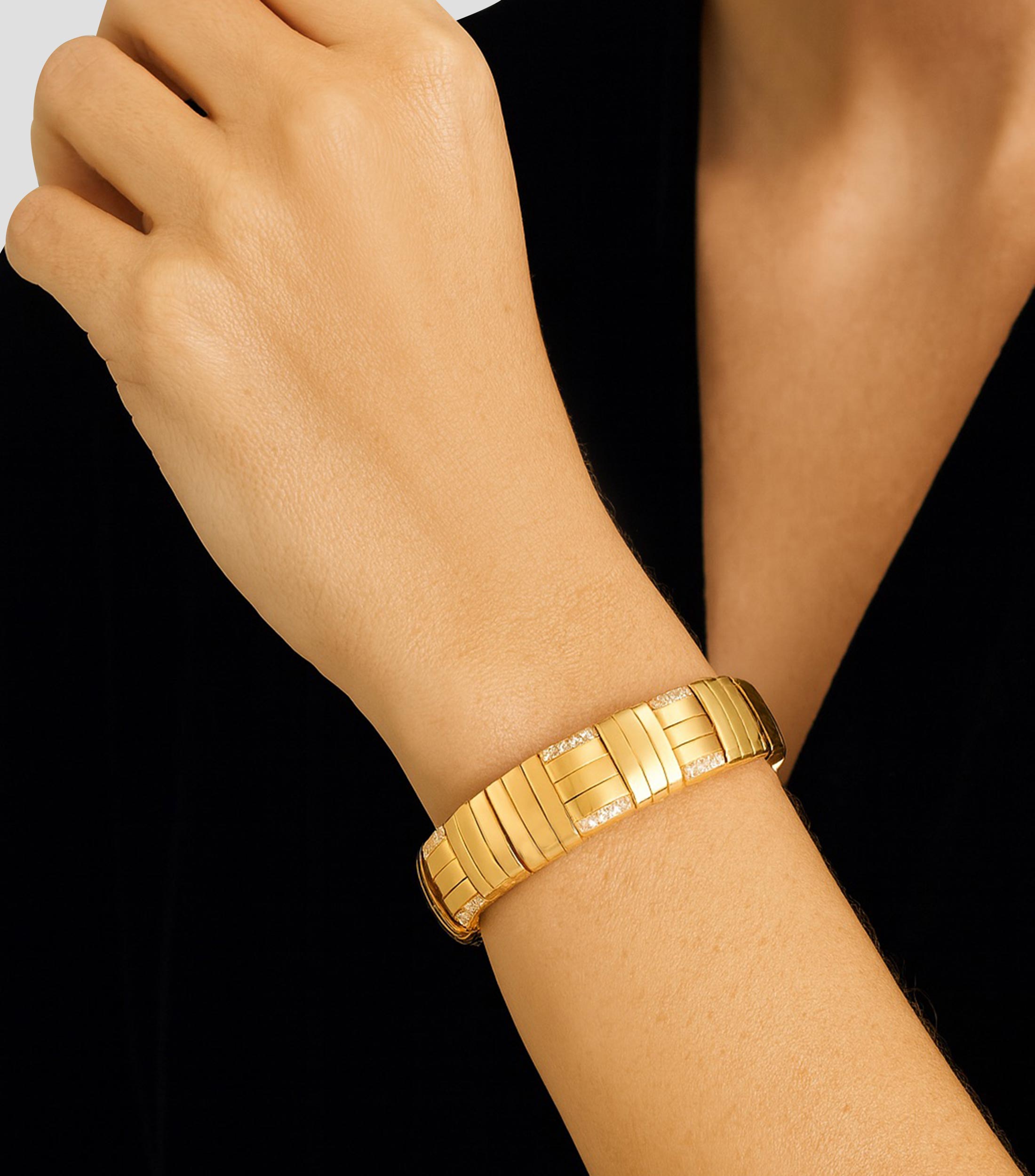 Brazalete en oro amarillo de 18 kilates Diamond Mujer