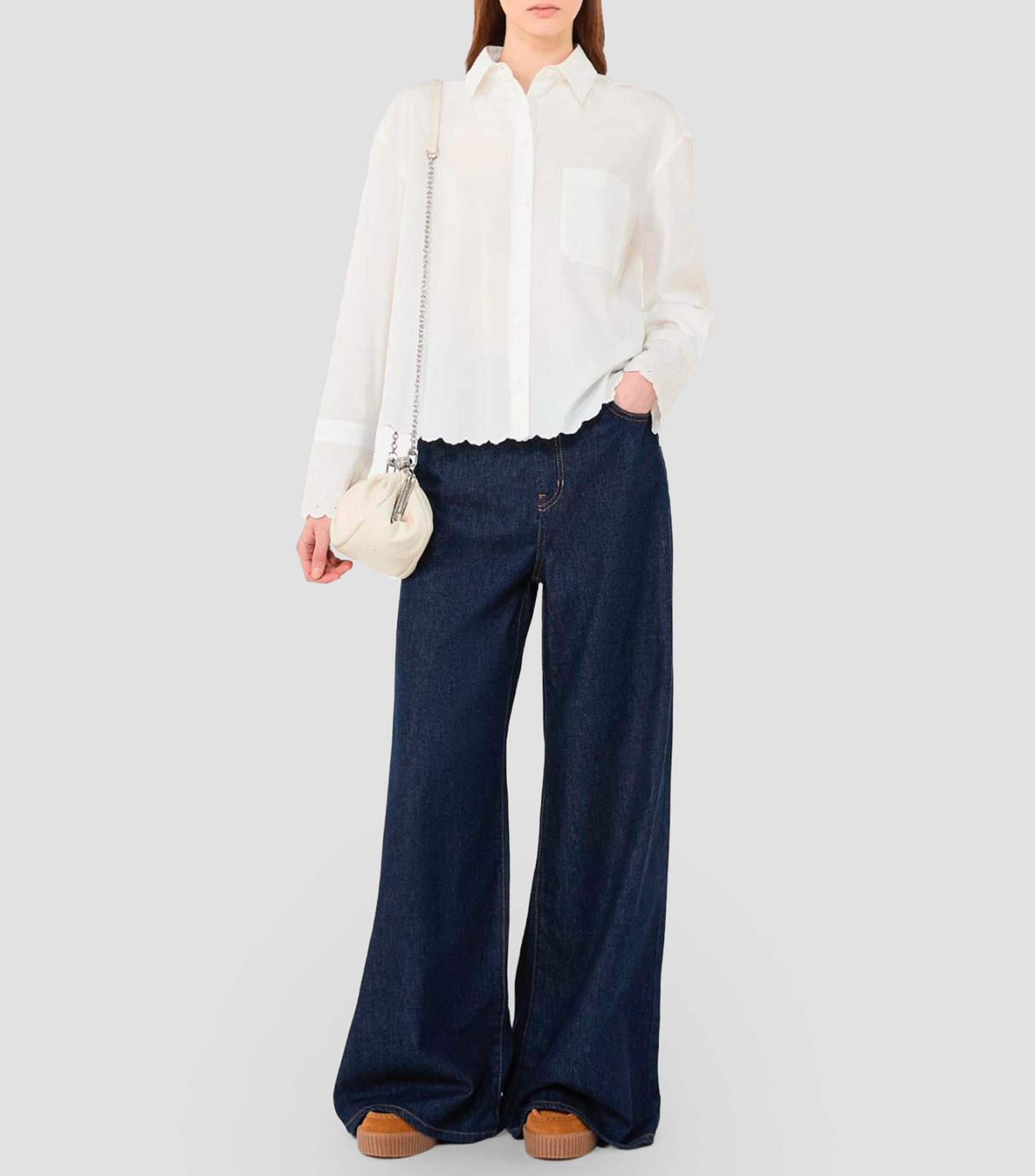 Camisa lisa manga larga Mujer