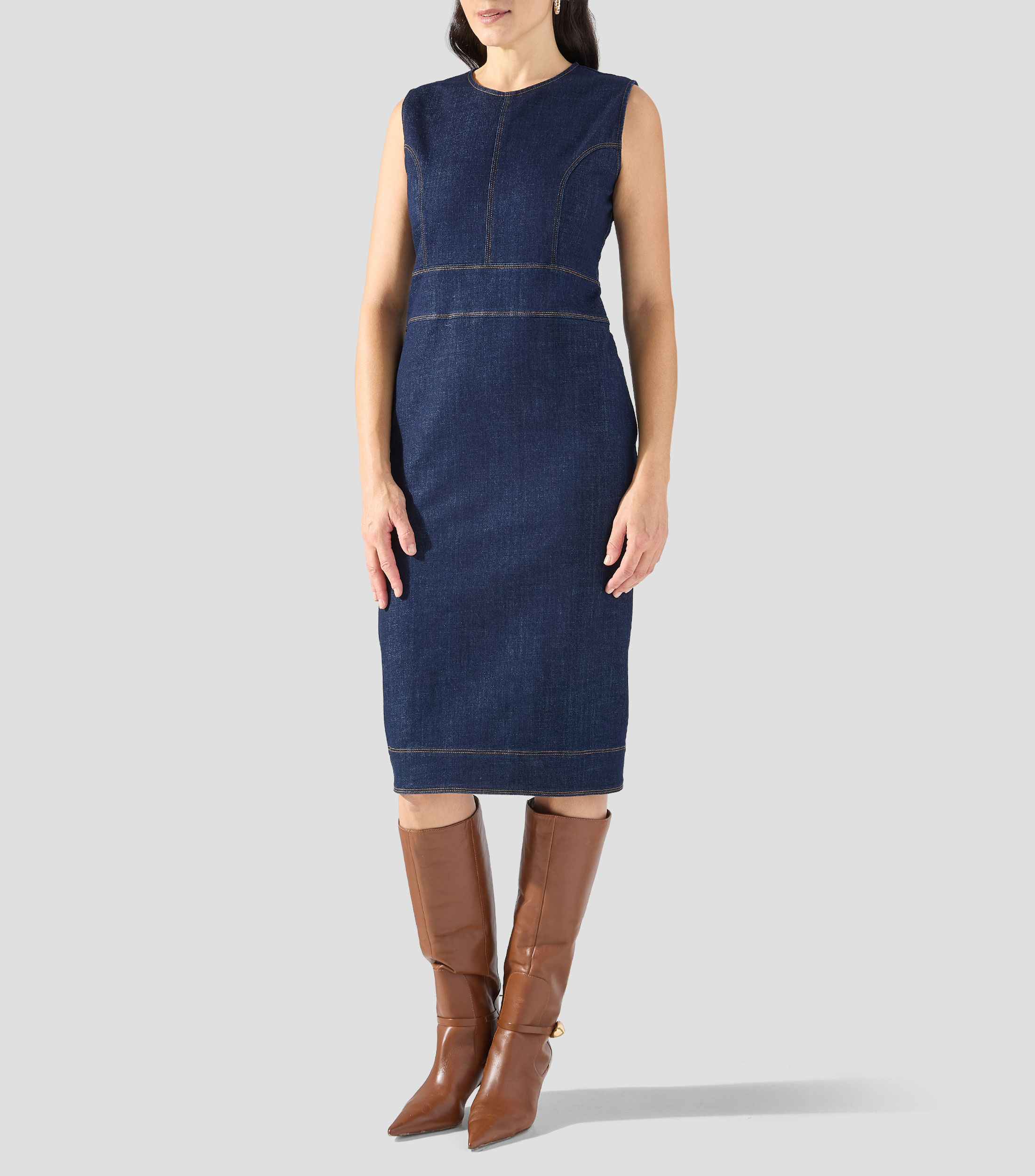 Vestido midi liso Mujer
