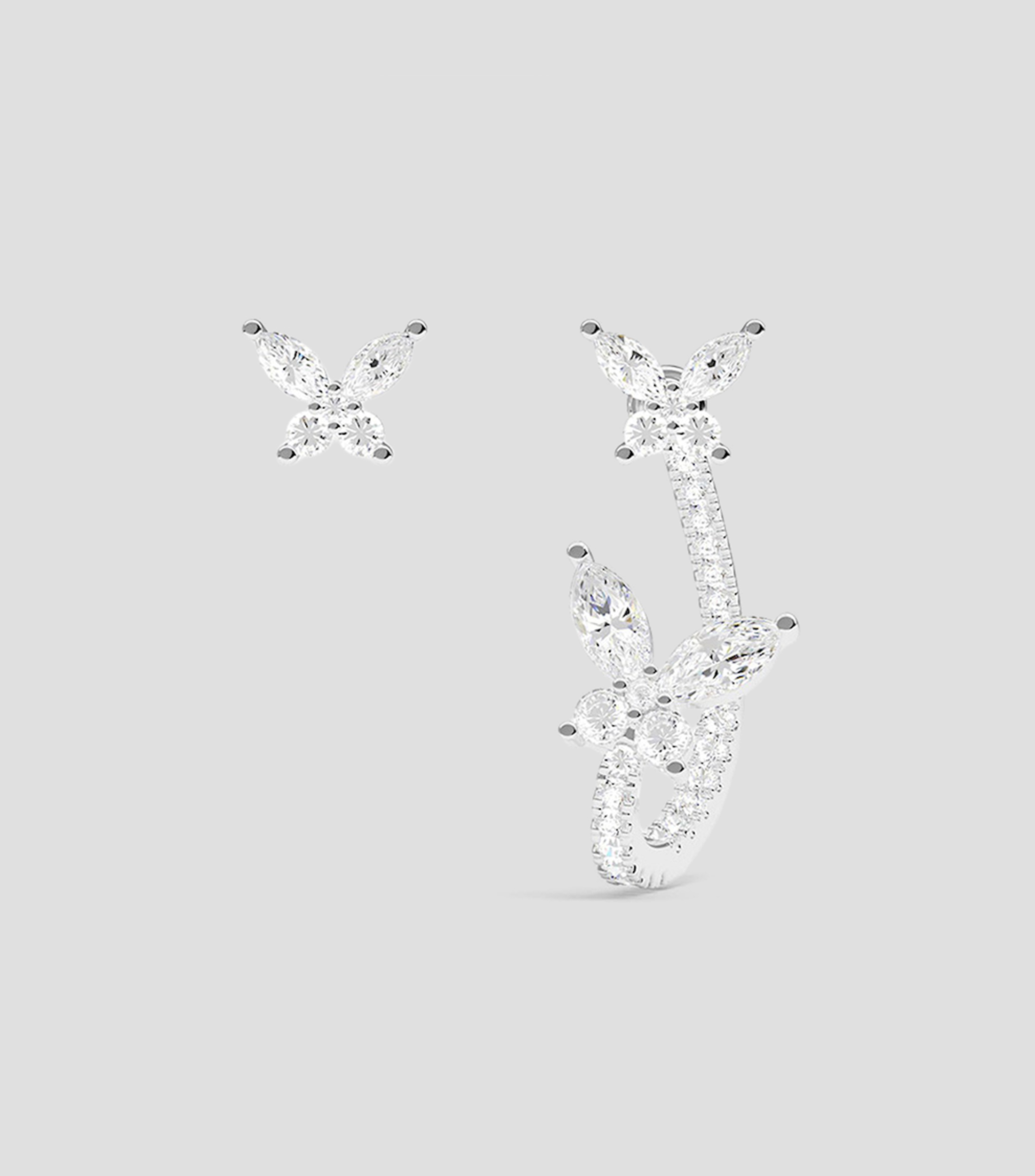 Aretes con circonia cúbica Festival Mariposa Asimétrica Mujer