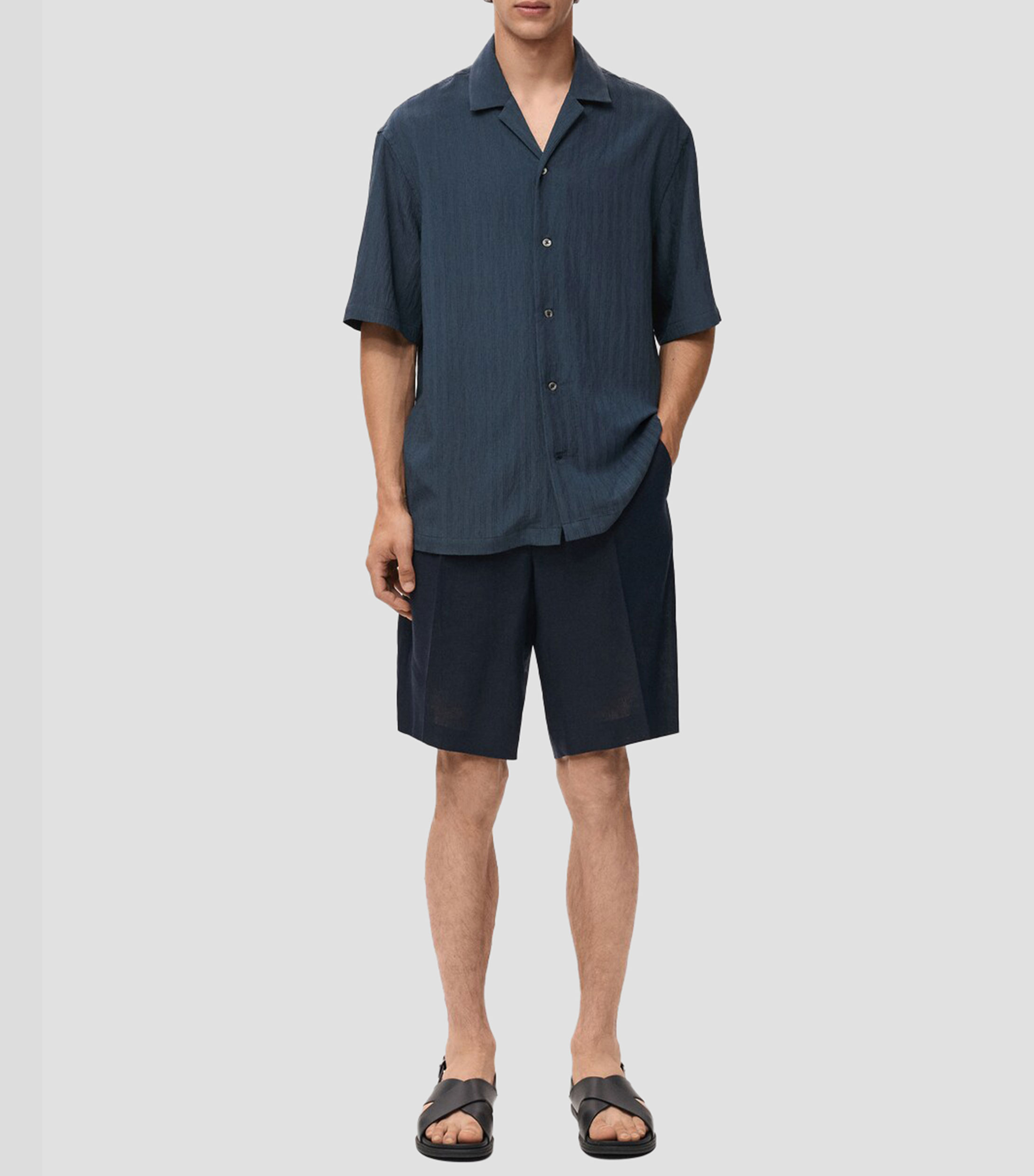 Camisa con rayas manga corta Hombre