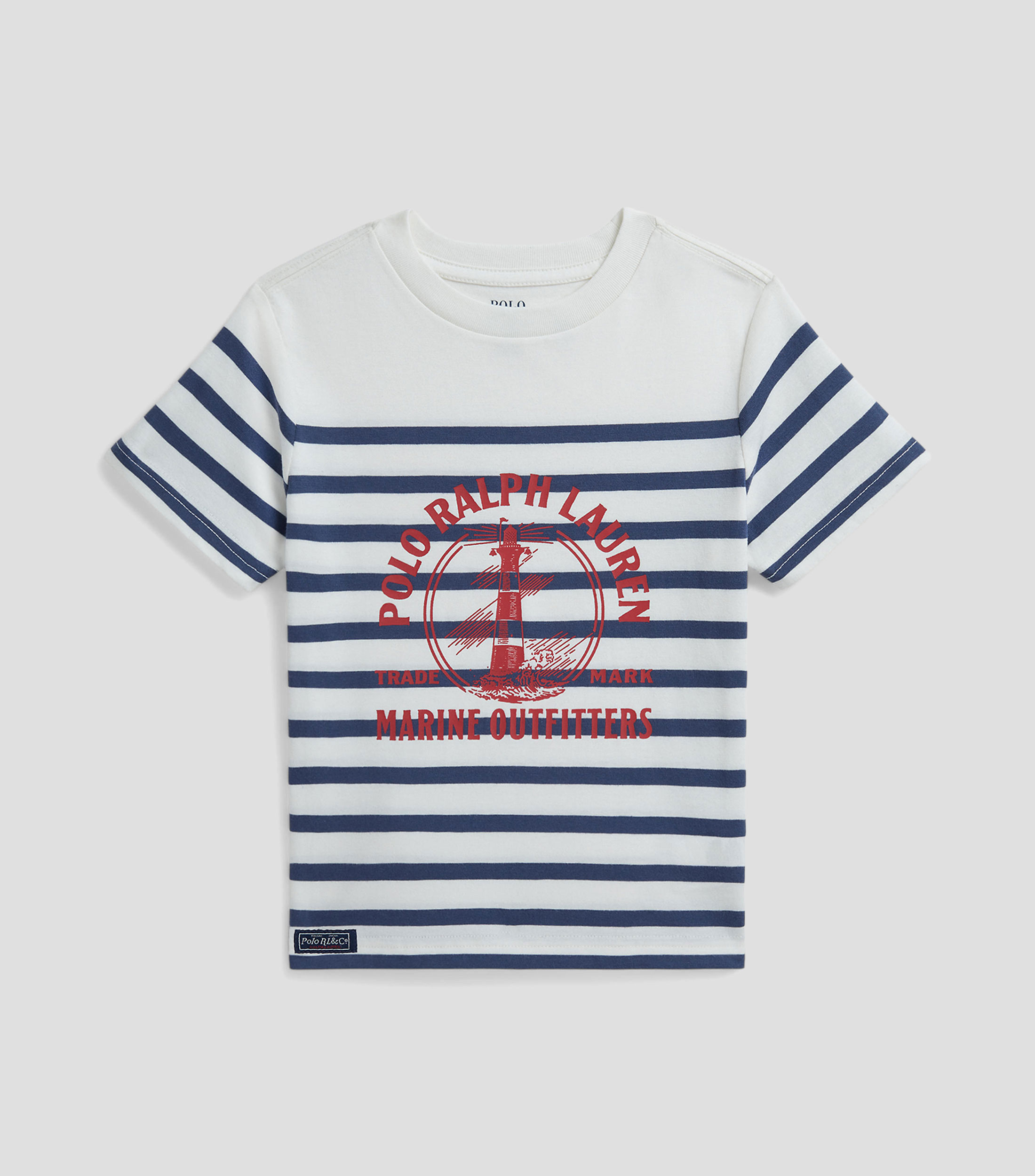 Playera de cuello redondo con manga corta y rayas Niño