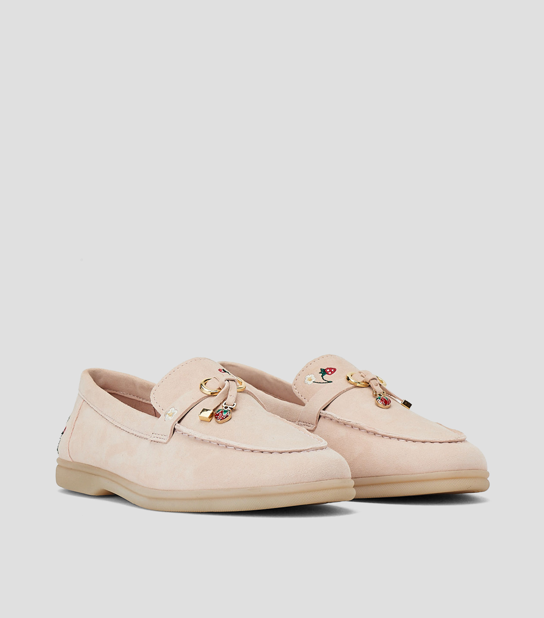 Mocasines de cuero con bordados Mujer
