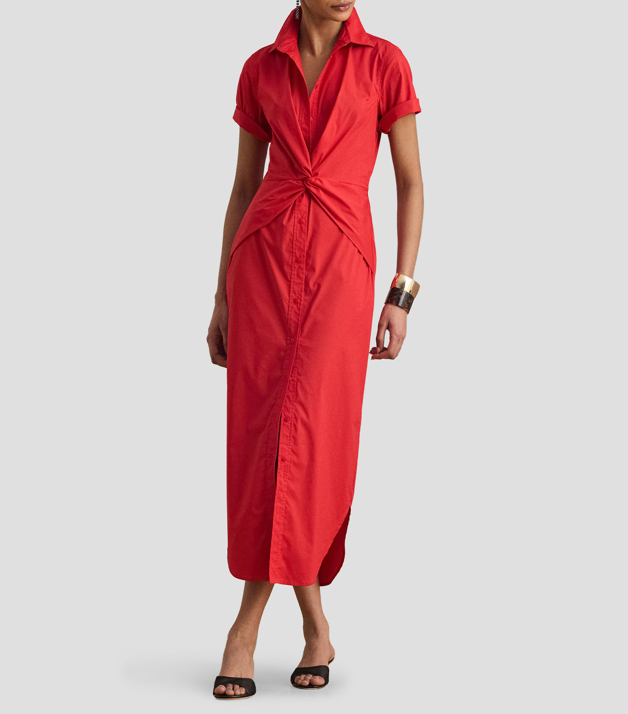 Vestido midi liso Mujer