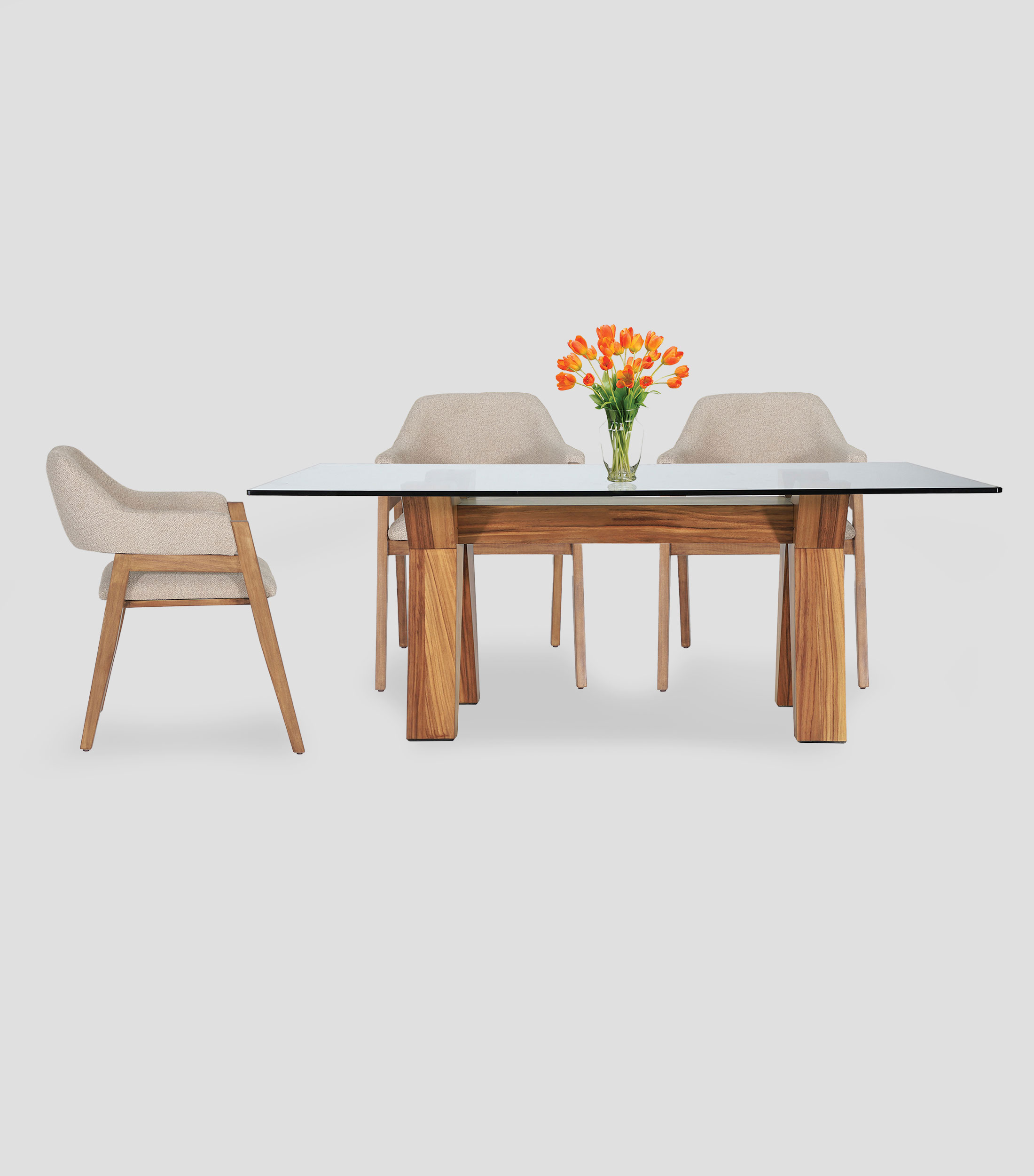 Mesa de comedor Malta Holbox en chapa natural de parota
