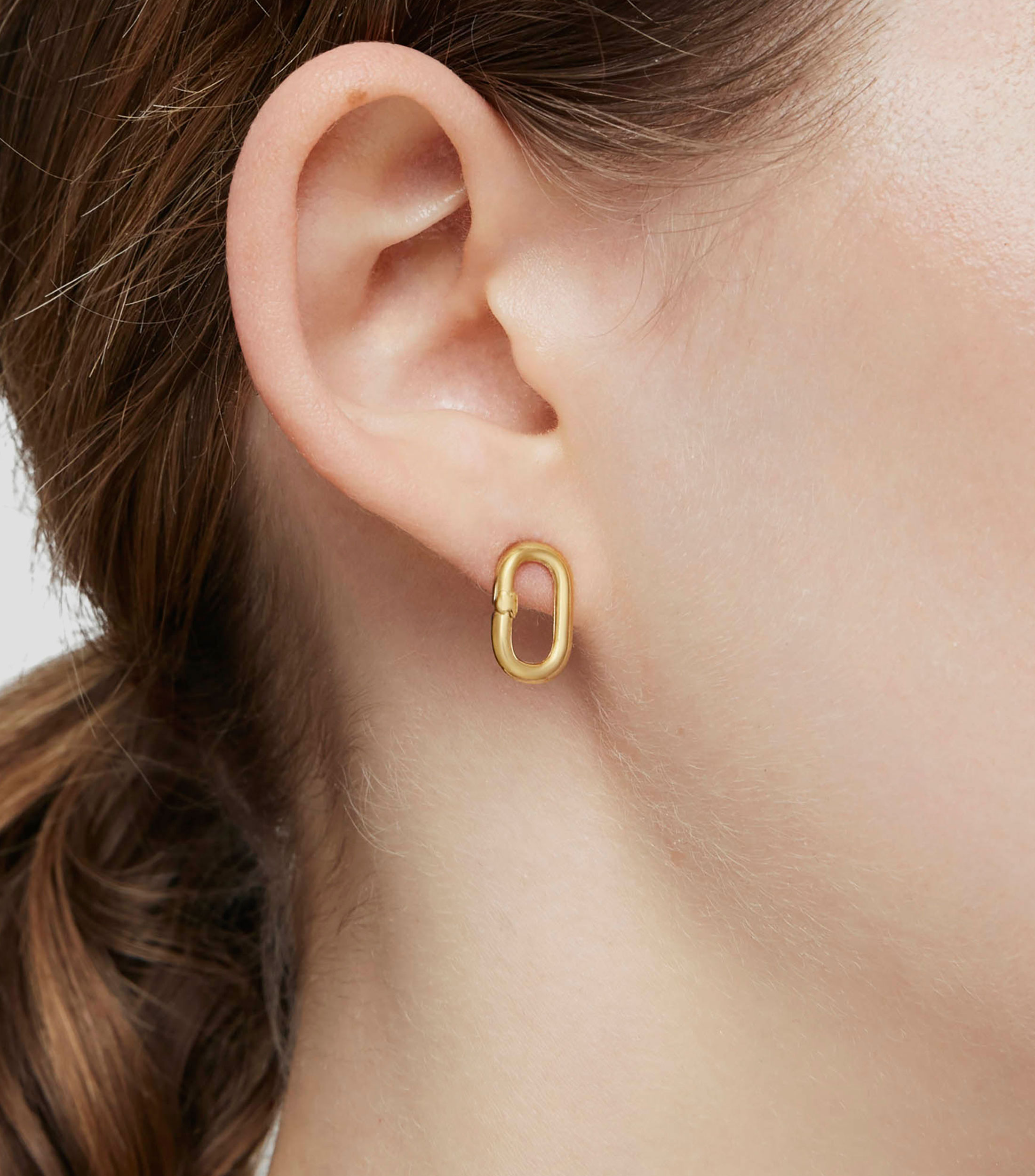 Aretes ovalados en plata Hold Mujer