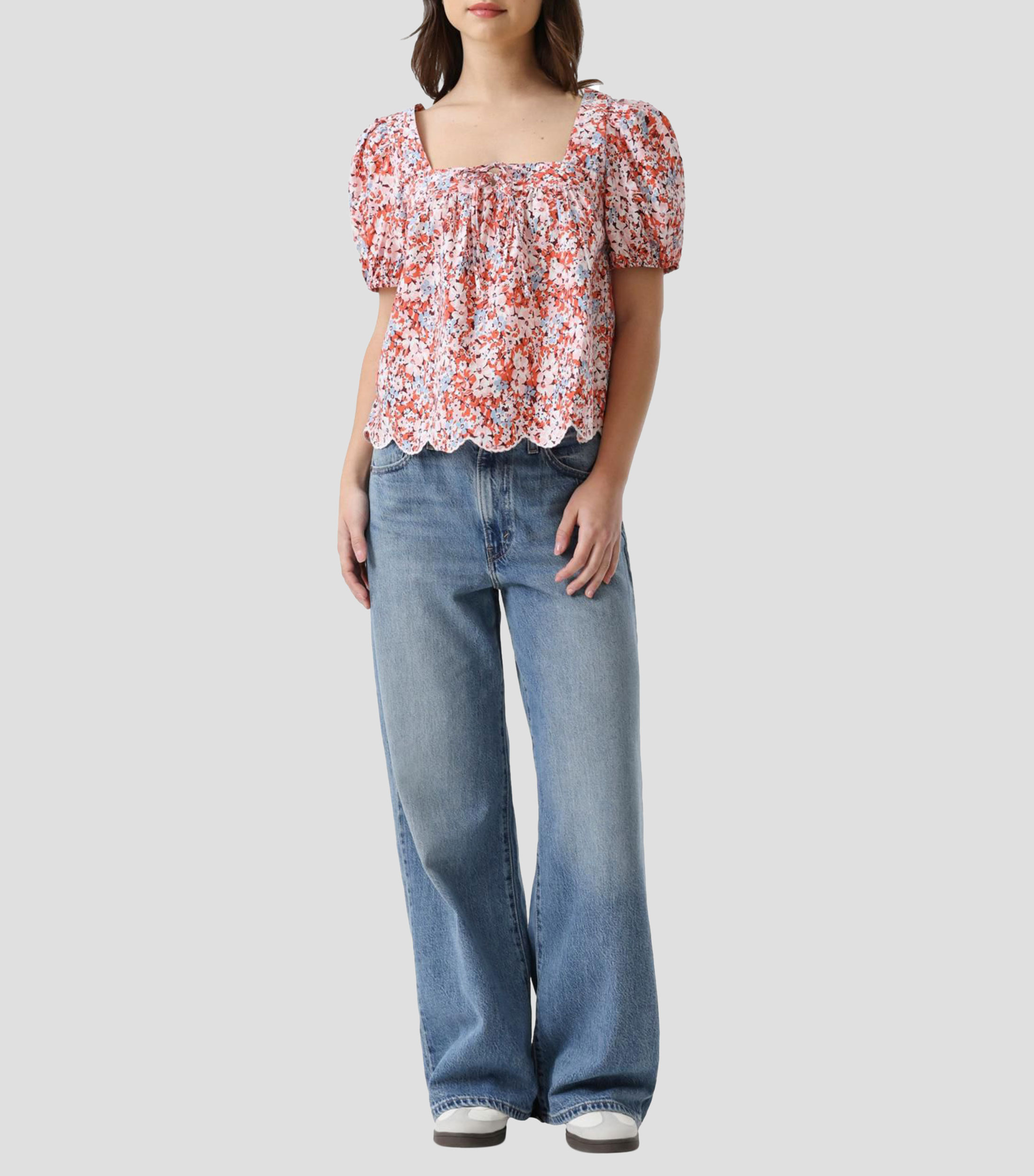 Blusa estampada con manga corta Mujer