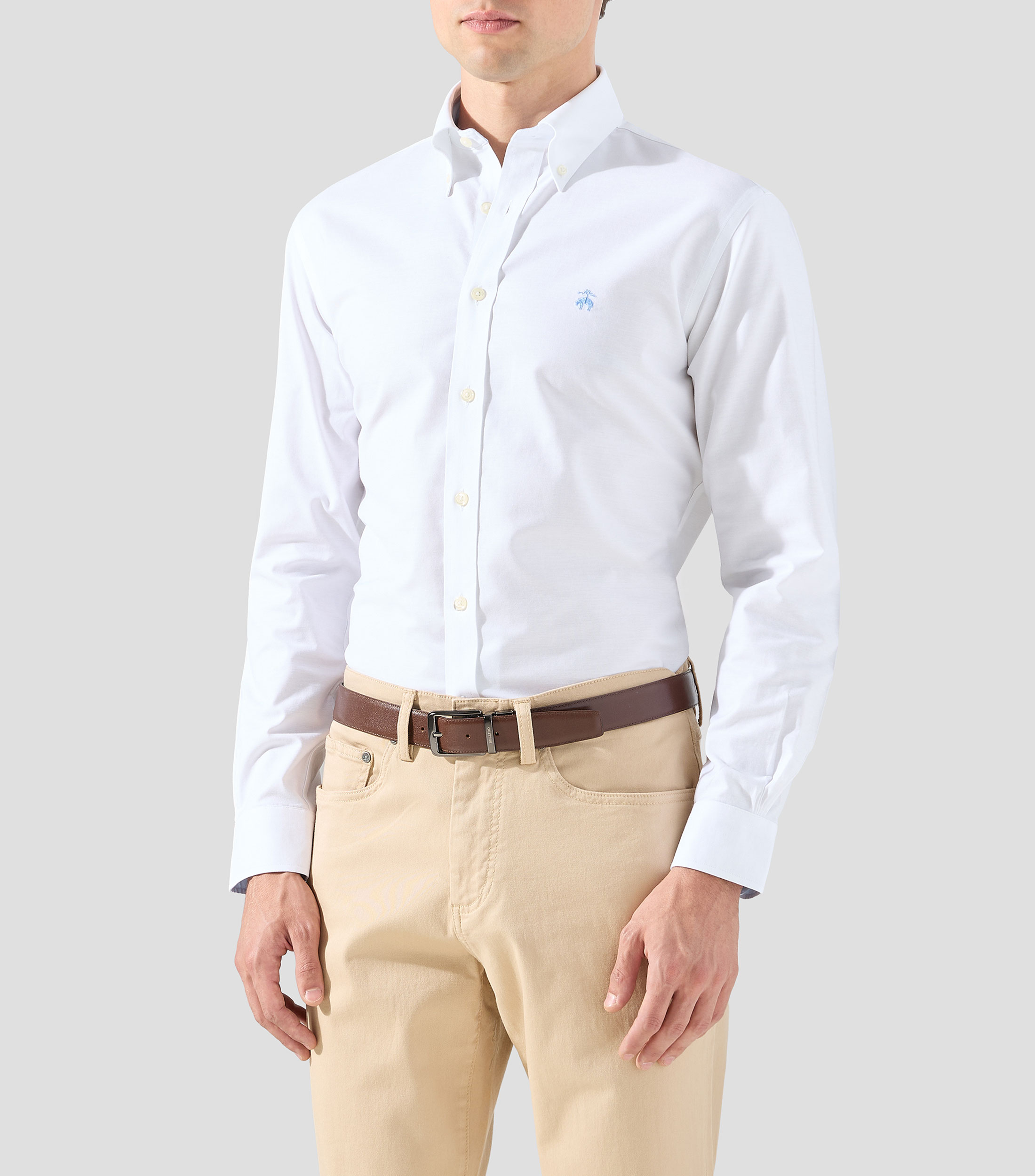 Camisa liso manga larga Hombre
