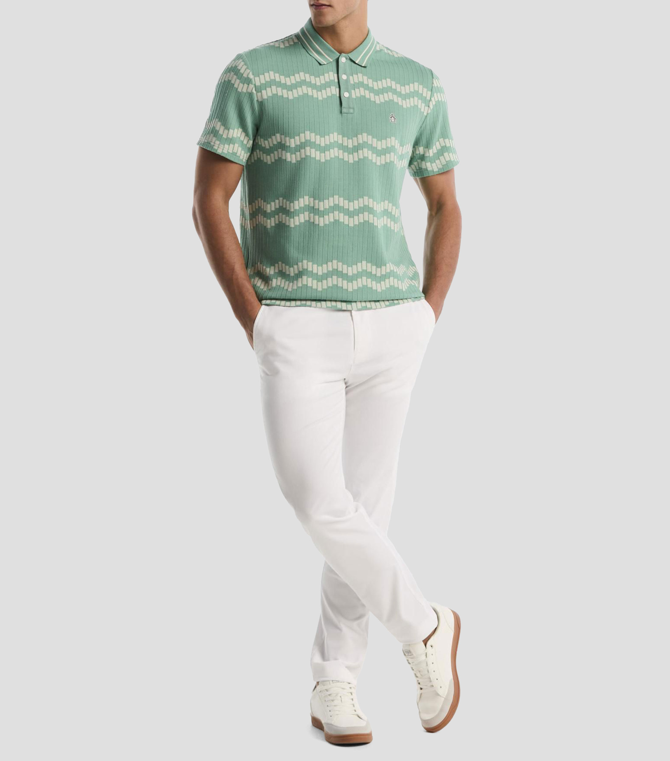Playera tipo polo manga corta a rayas Hombre