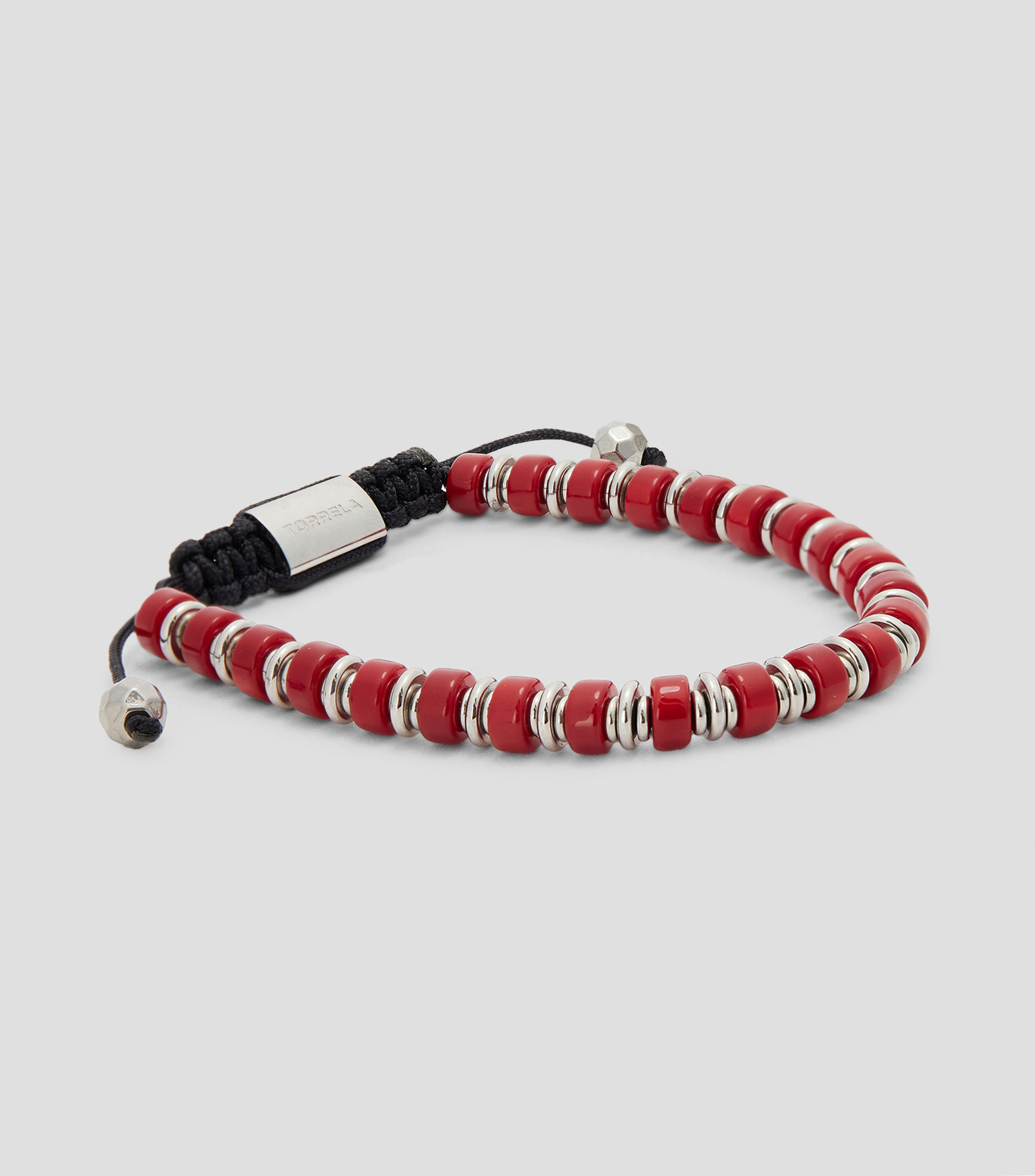 Pulsera ajustable Heishi con coral Hombre