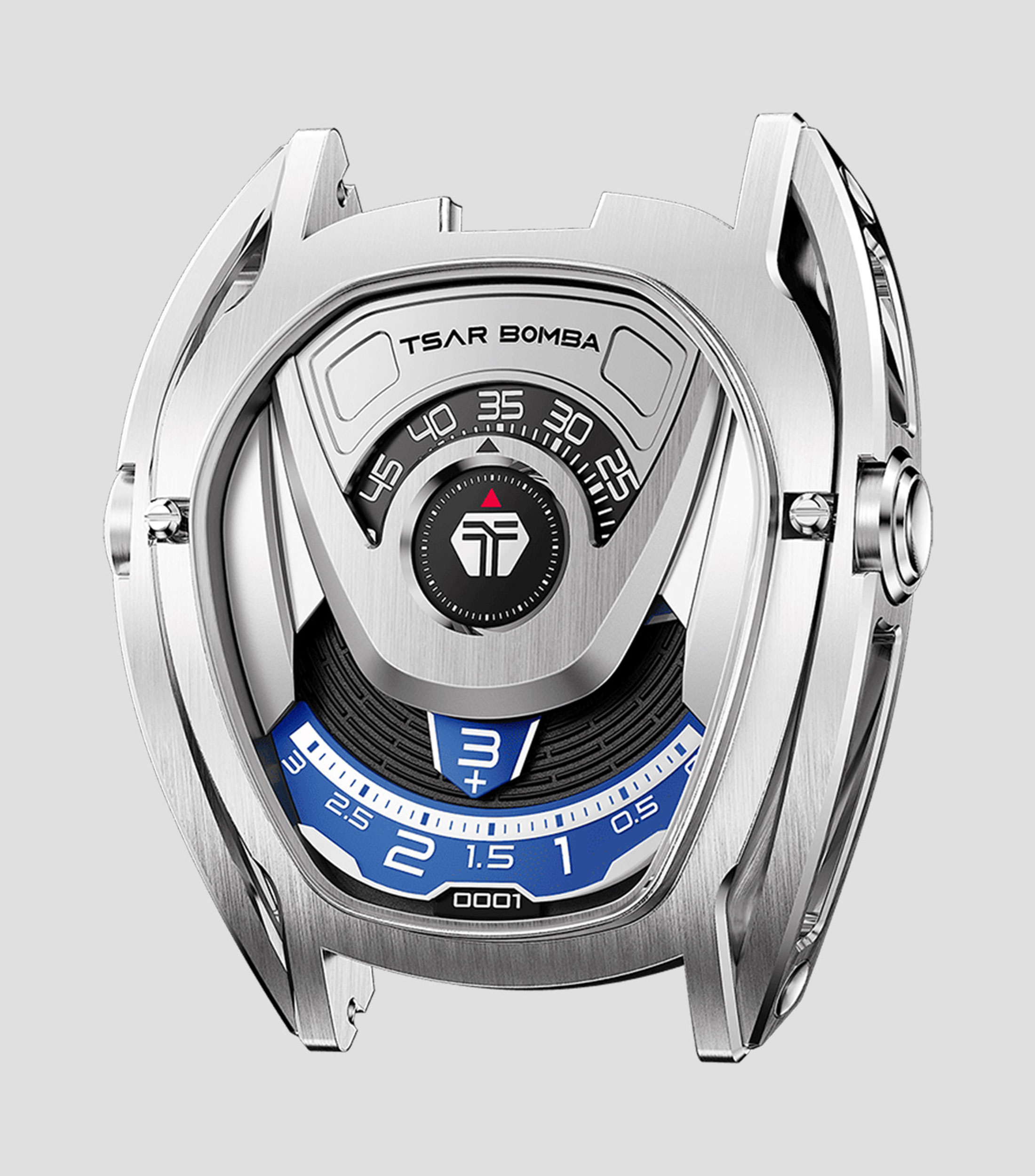 Cabeza de reloj intercambiable Reactor en acero inoxidable plateado con azul